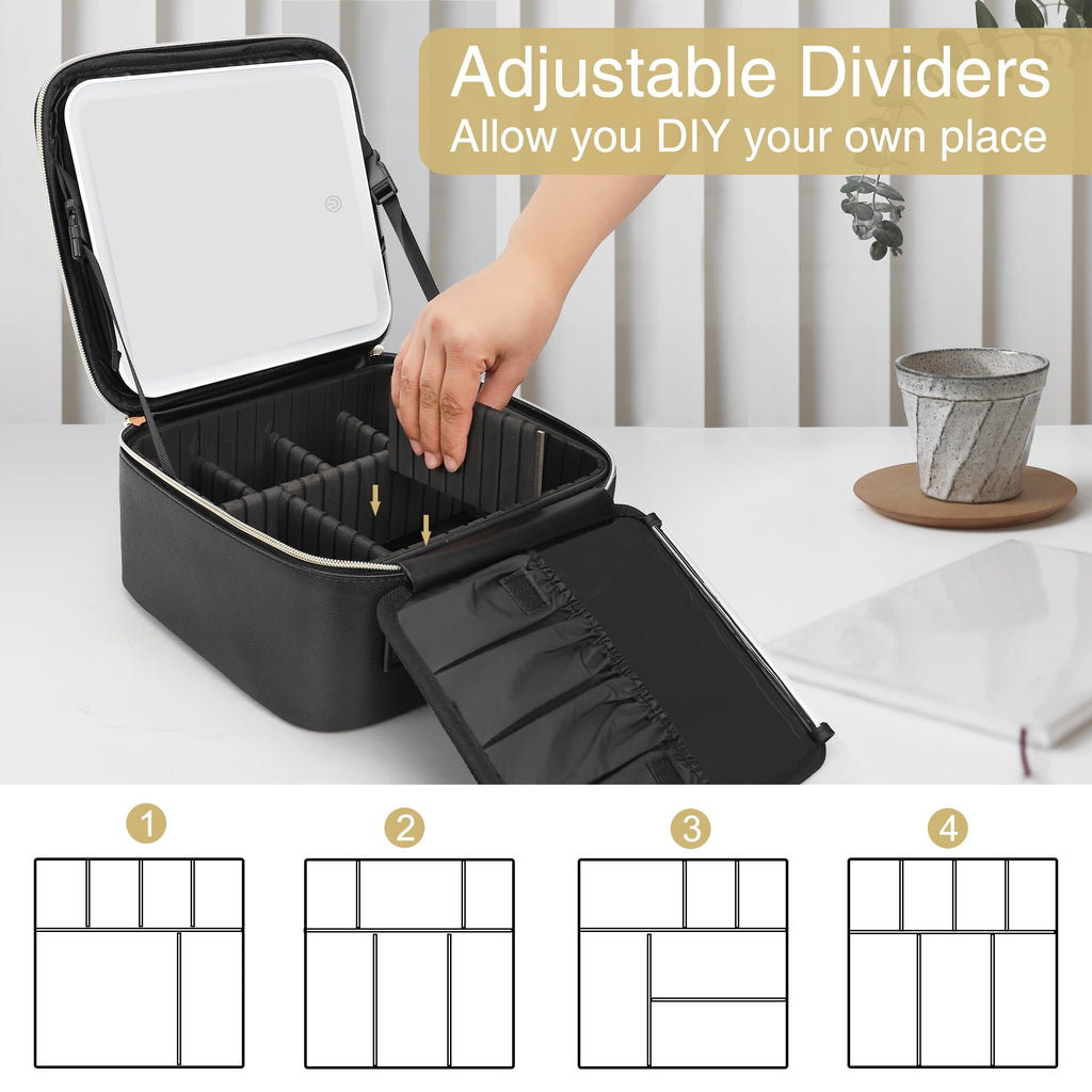 Travel Makeup Bag With LED Mirror