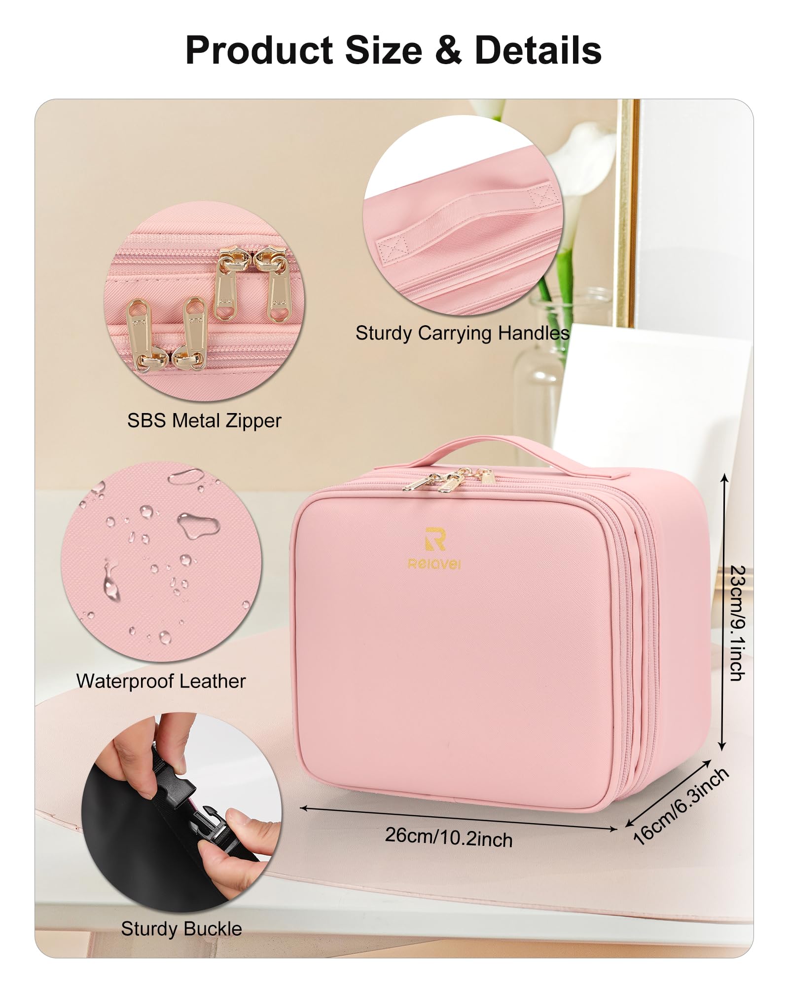 Travel Makeup Bag With LED Mirror