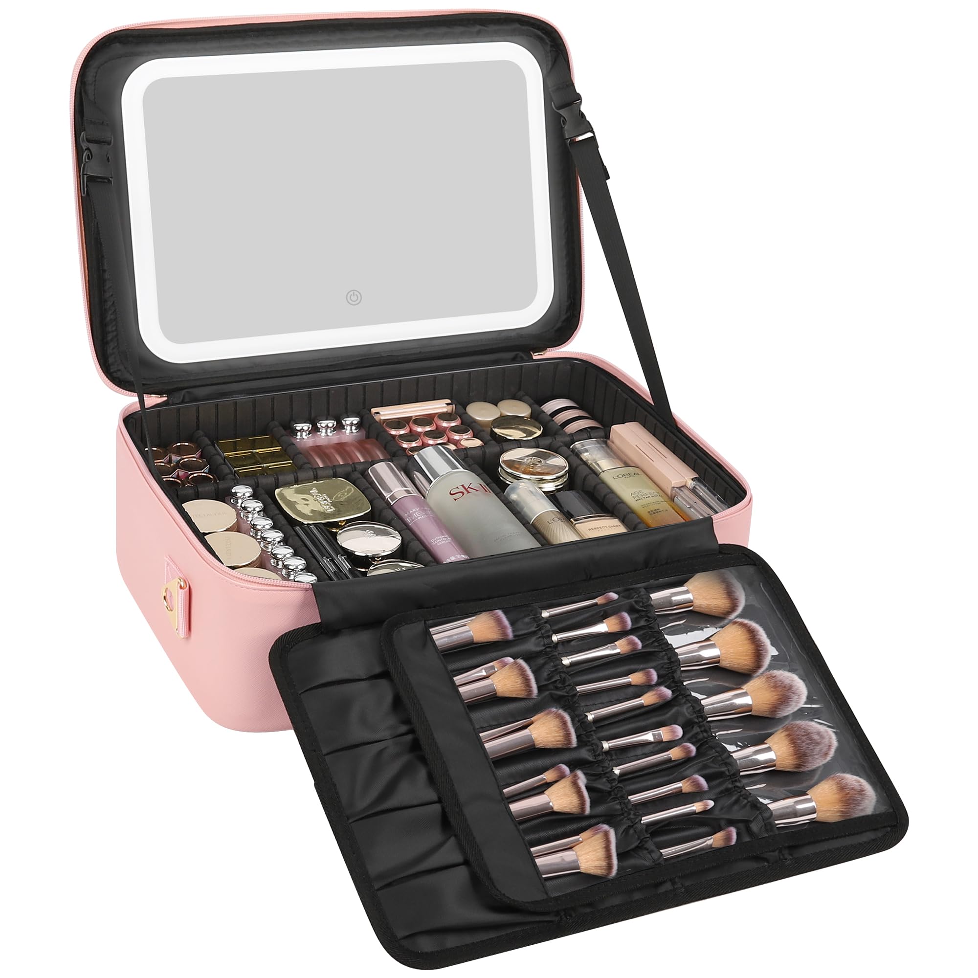 Travel Makeup Bag With LED Mirror