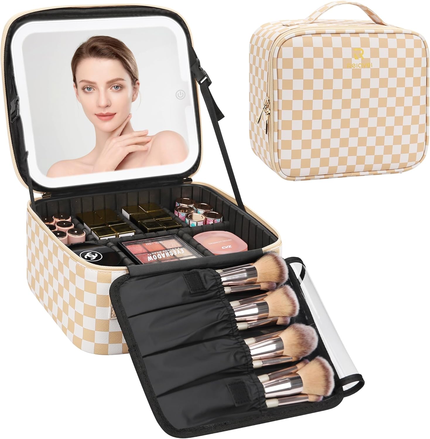 Travel Makeup Bag With LED Mirror