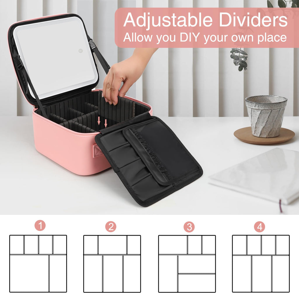 Travel Makeup Bag With LED Mirror