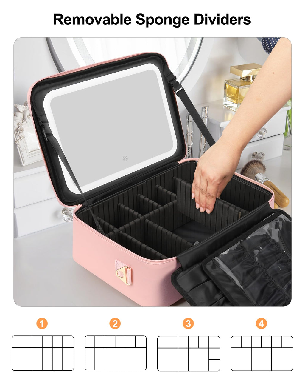 Travel Makeup Bag With LED Mirror