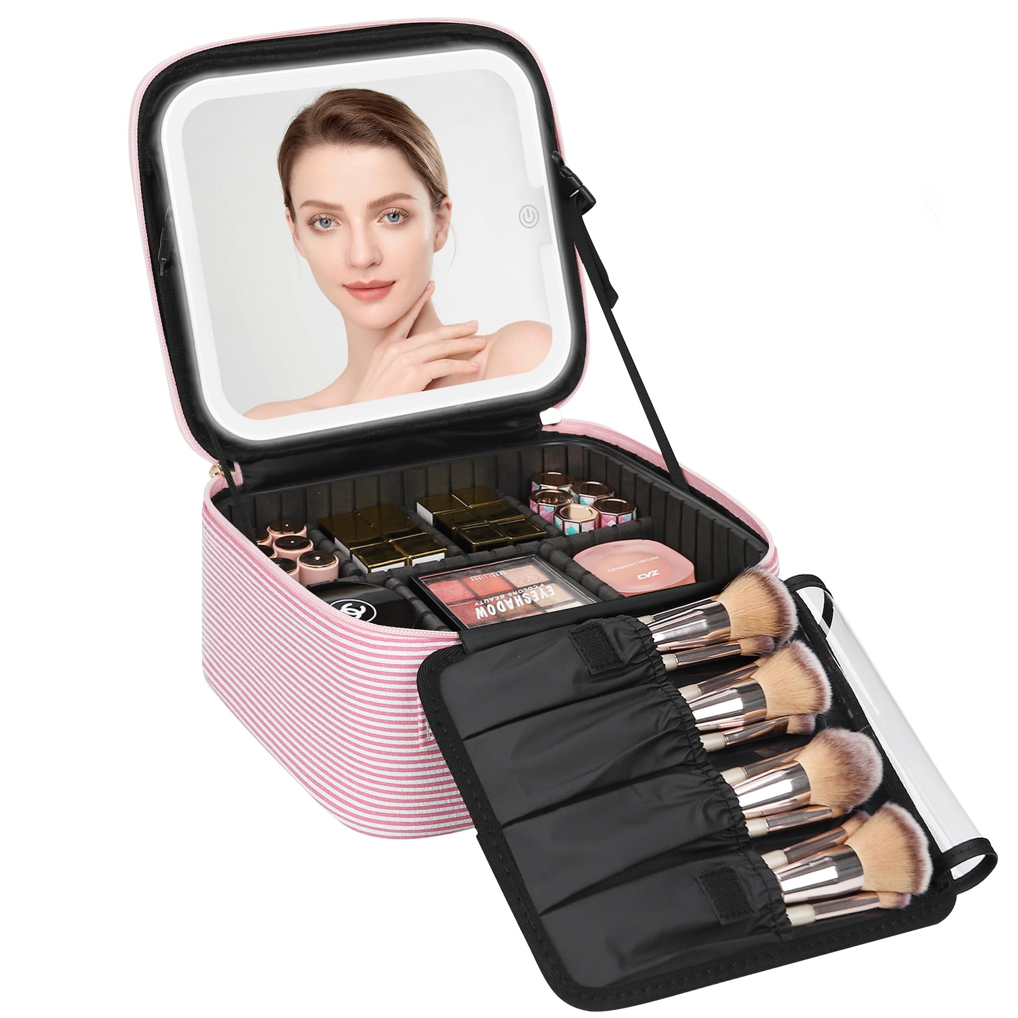 Travel Makeup Bag With LED Mirror