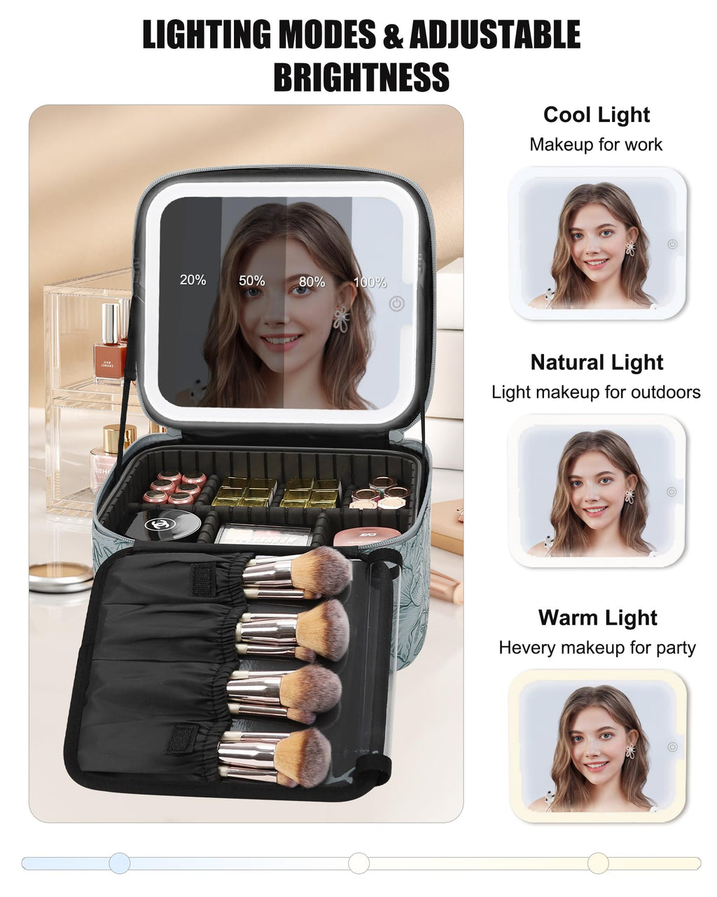 Travel Makeup Bag With LED Mirror