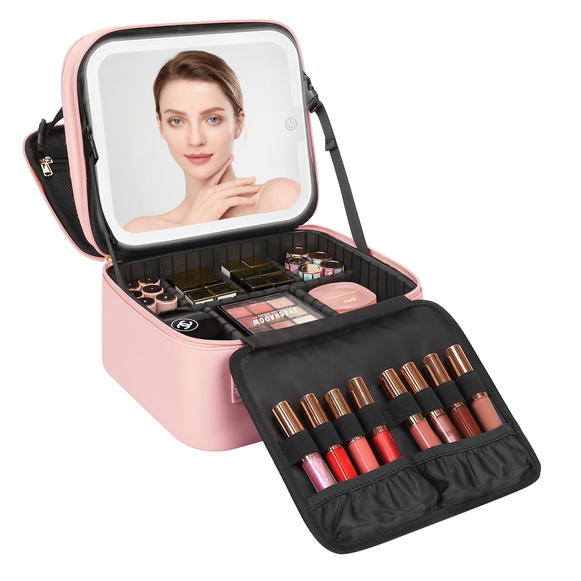 Travel Makeup Bag With LED Mirror