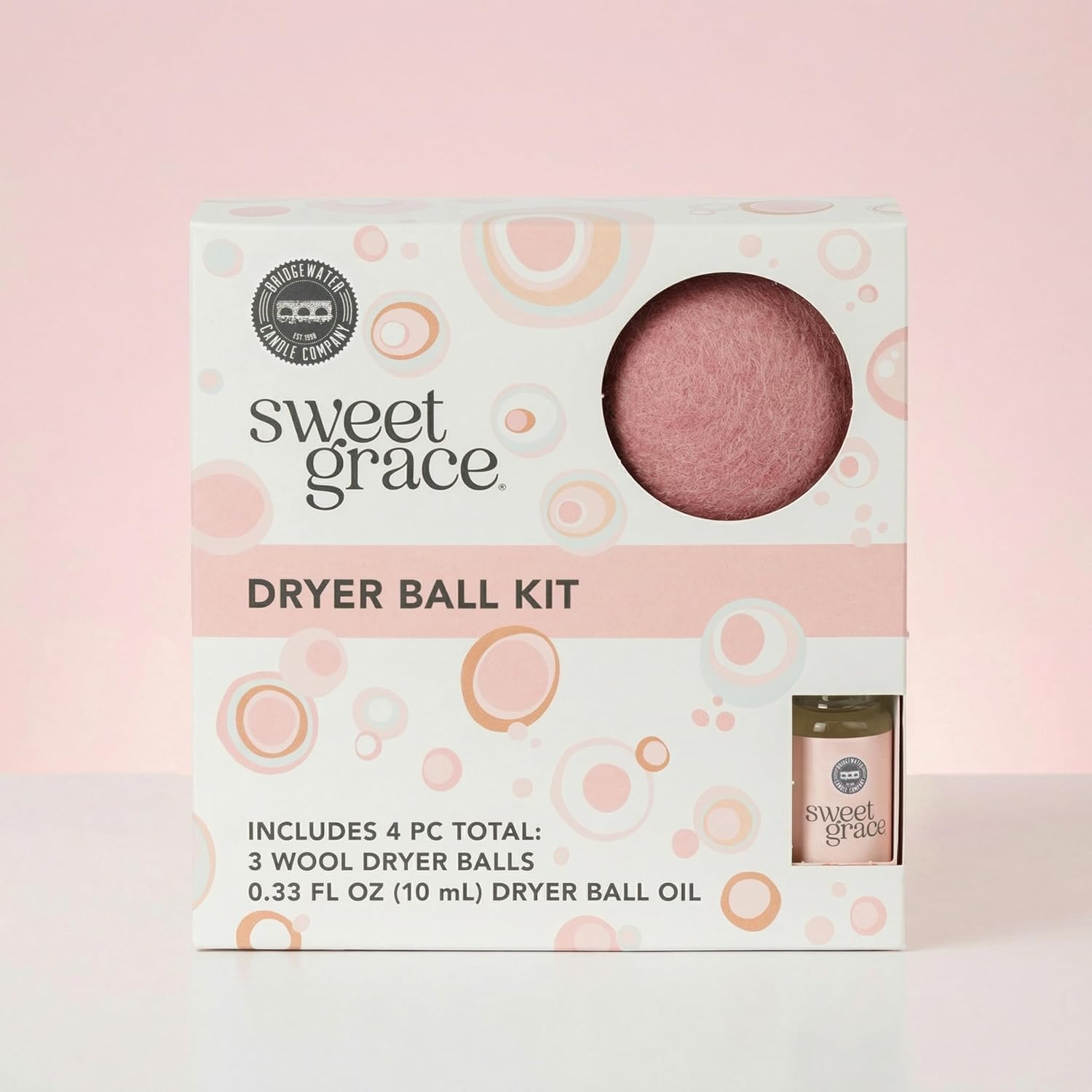 Bridgewater Candle Company Sweet Grace Dryer Ball Kit | 3 Reusable Wool Dryer Balls + Sweet Grace Fragrance Oil | Softens Fabrics Naturally | Eco-Friendly Alternative to Dryer Sheets