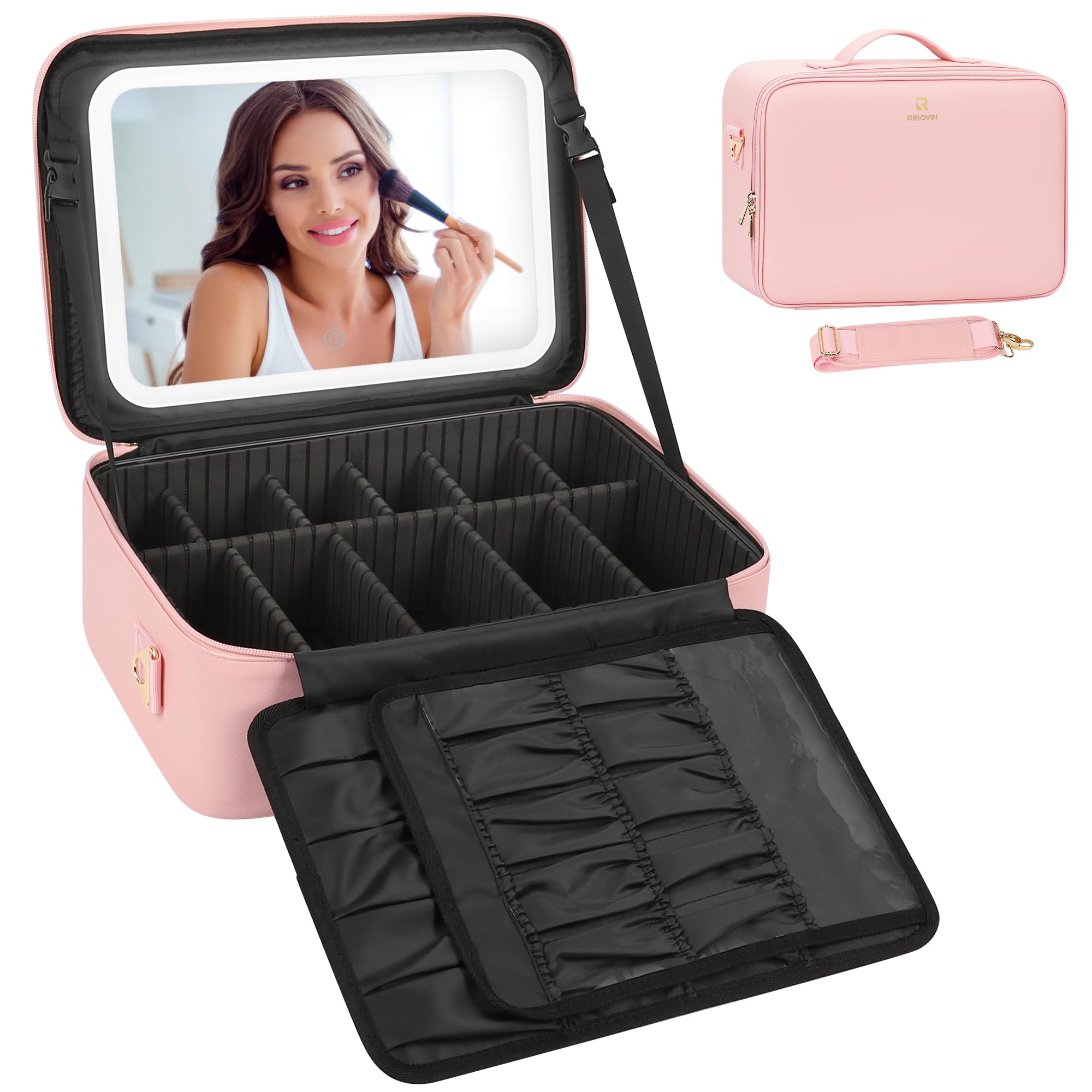 Travel Makeup Bag With LED Mirror