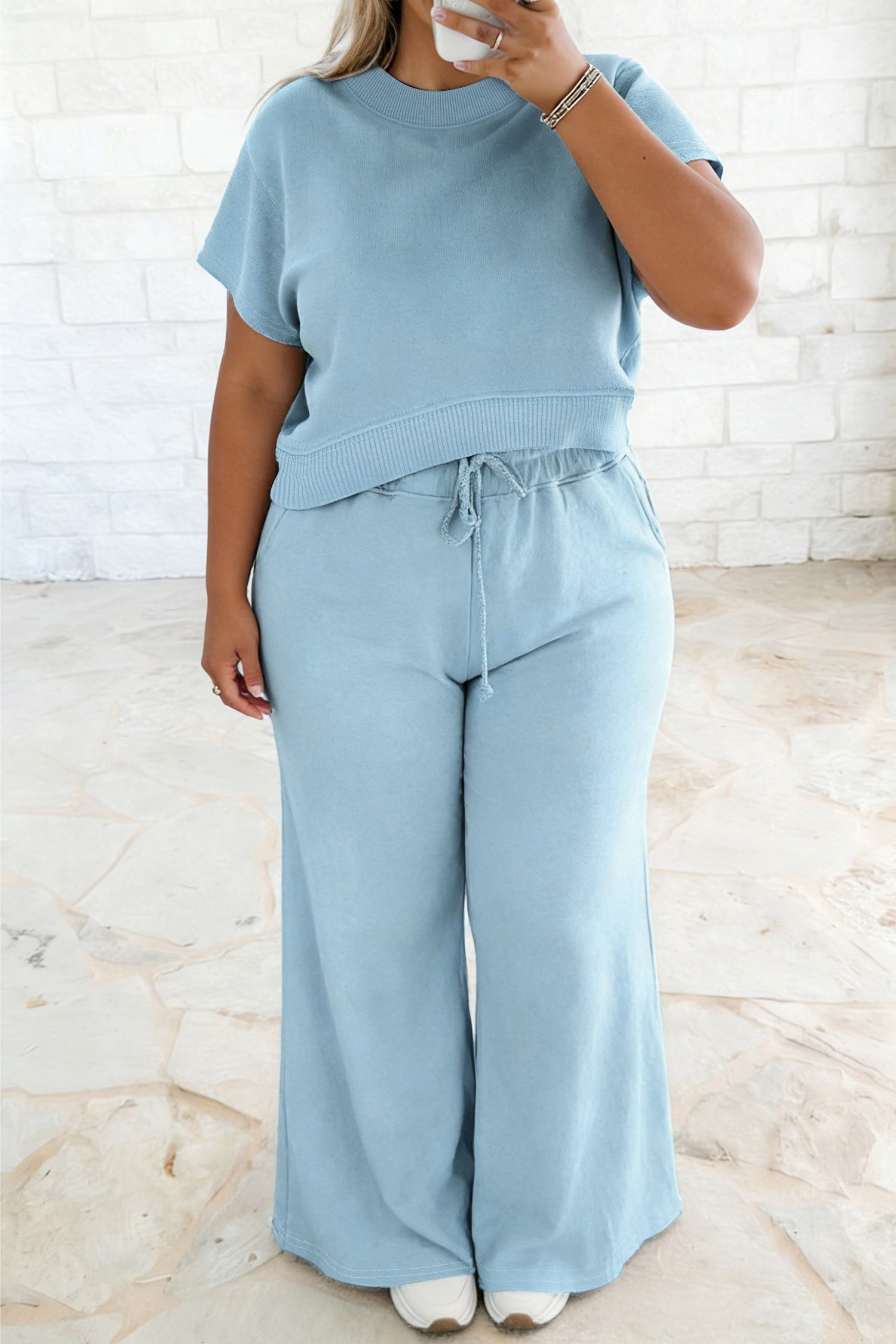 "Amazing In Aqua" Plus Size Pants Set