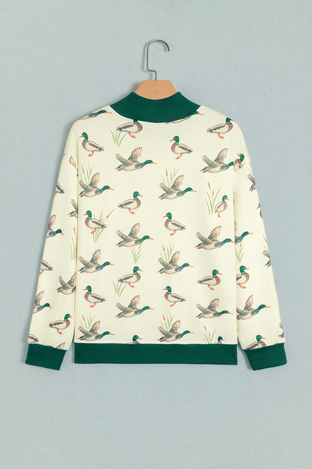 "Pretty Mallard" Patchwork High Neck Pullover