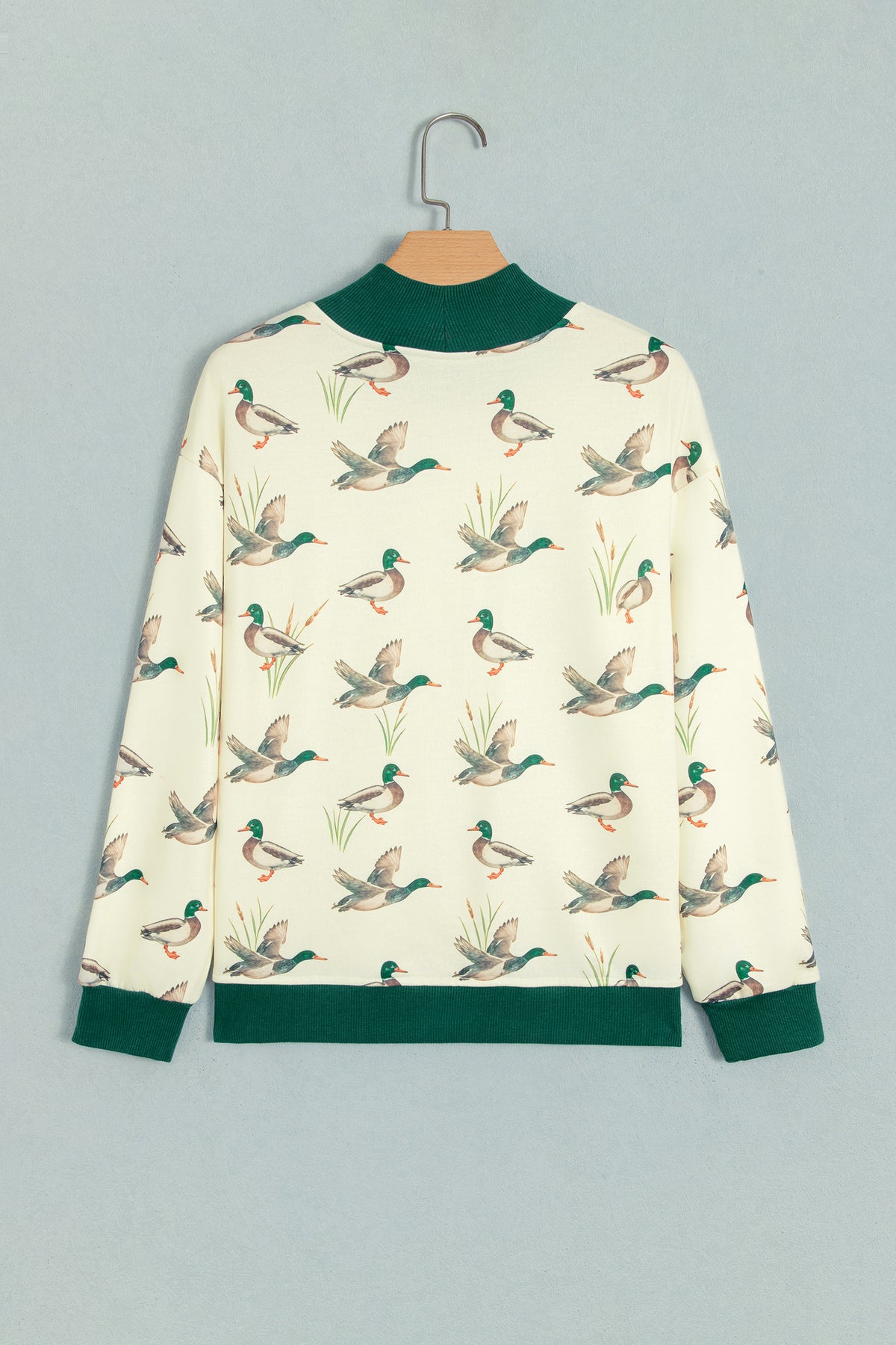 "Pretty Mallard" Patchwork High Neck Pullover