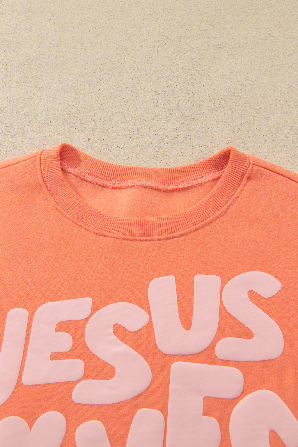 "Orang-You Glad, JESUS LOVES YOU" Puffy Letter Graphic Sweatshirt
