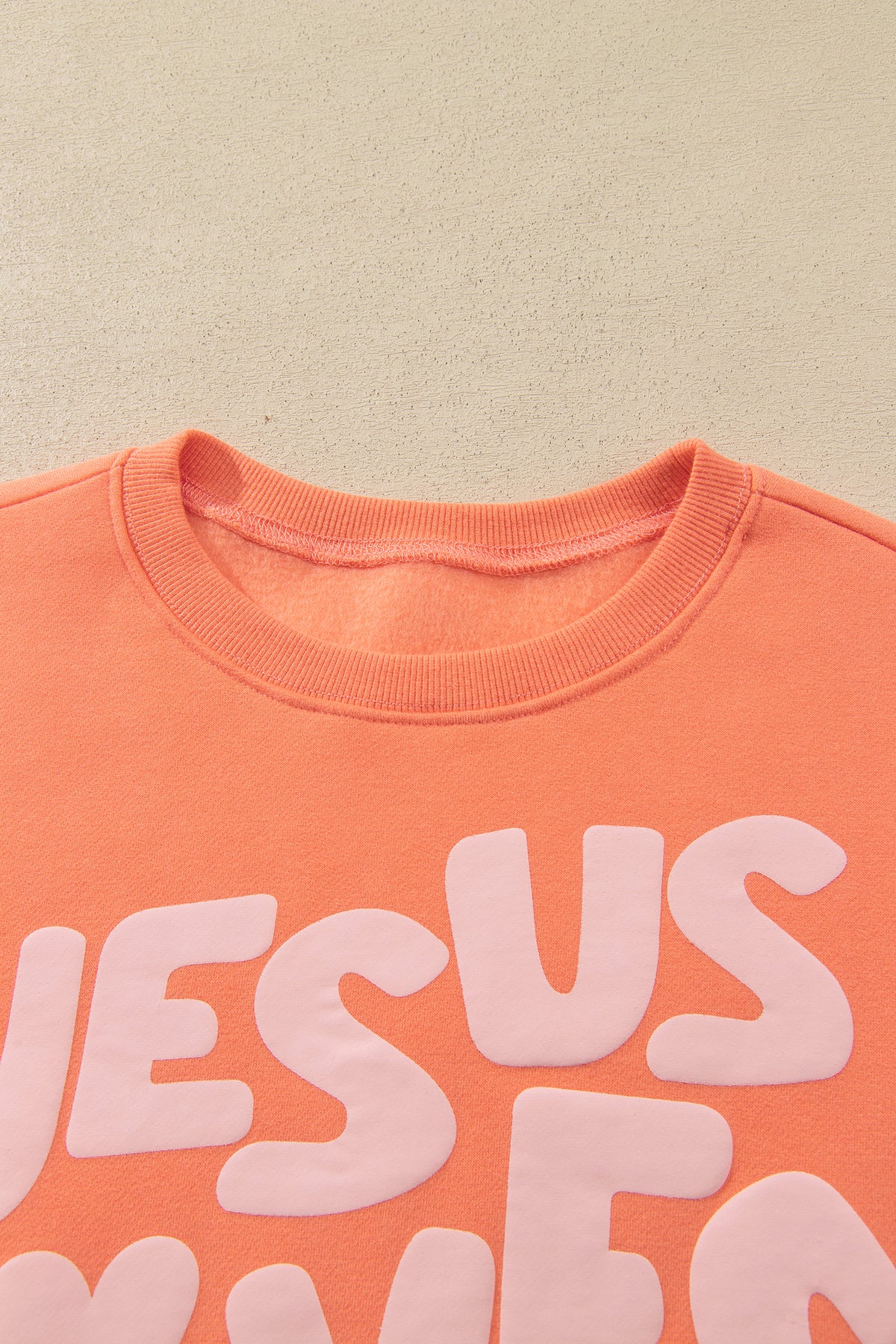 "Orang-You Glad, JESUS LOVES YOU" Puffy Letter Graphic Sweatshirt