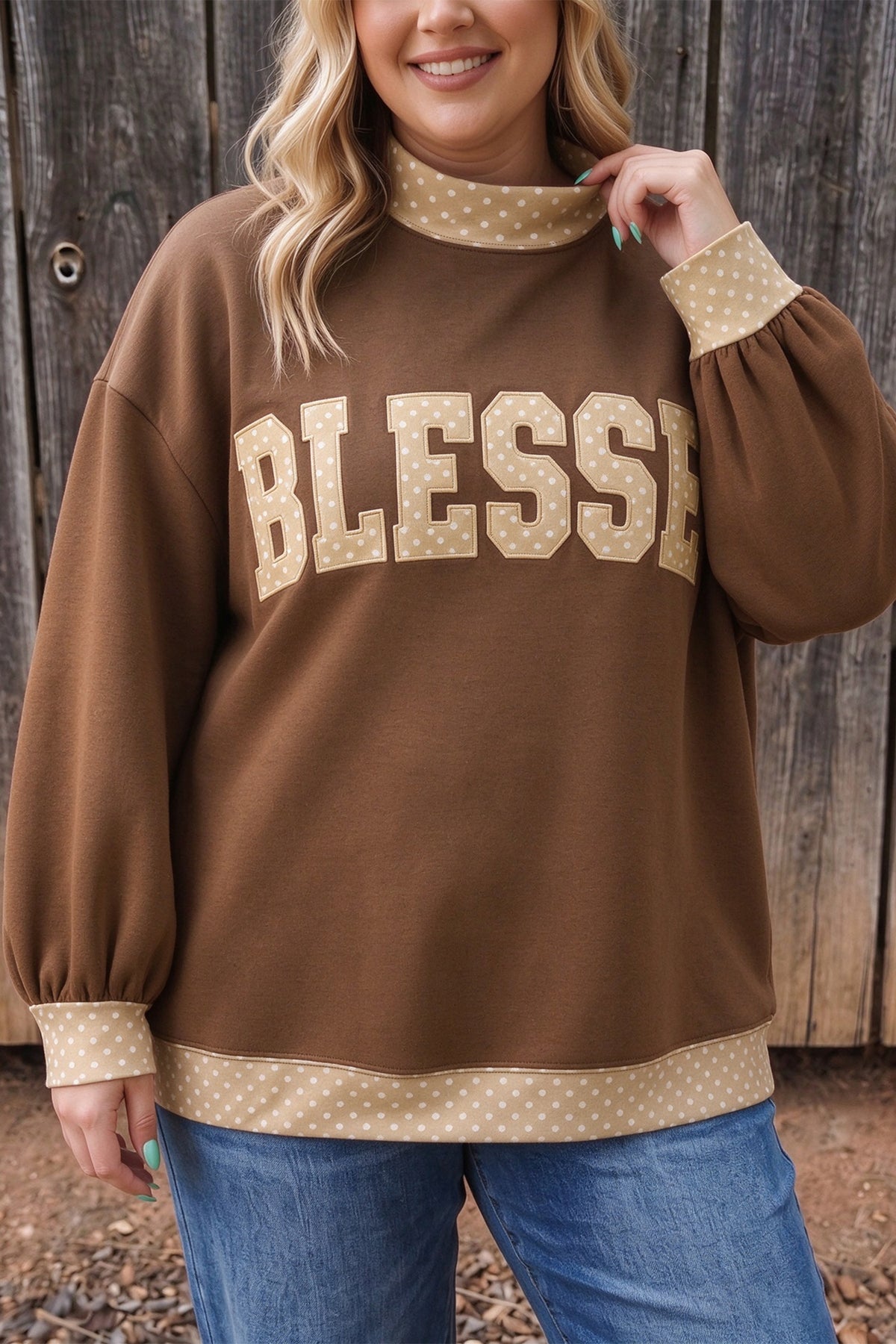 Blessed or Faith Embroidered Plus Size Pullover