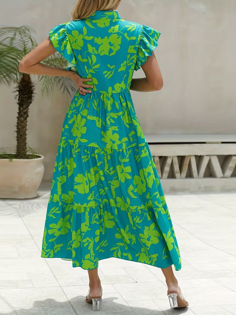 Bold Green Floral Maxi