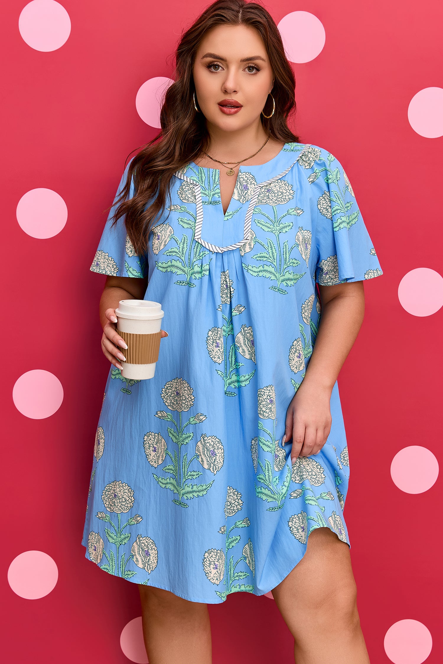 "Playful In Periwinkle" Floral Plus Size Dress