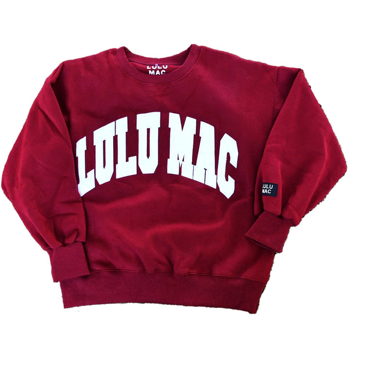 Lulu Mac Maroon & White Stitch Logo Sweatshirt