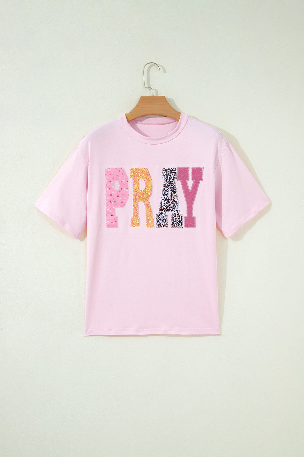 "PRAY" Sequin Patched Graphic Tee