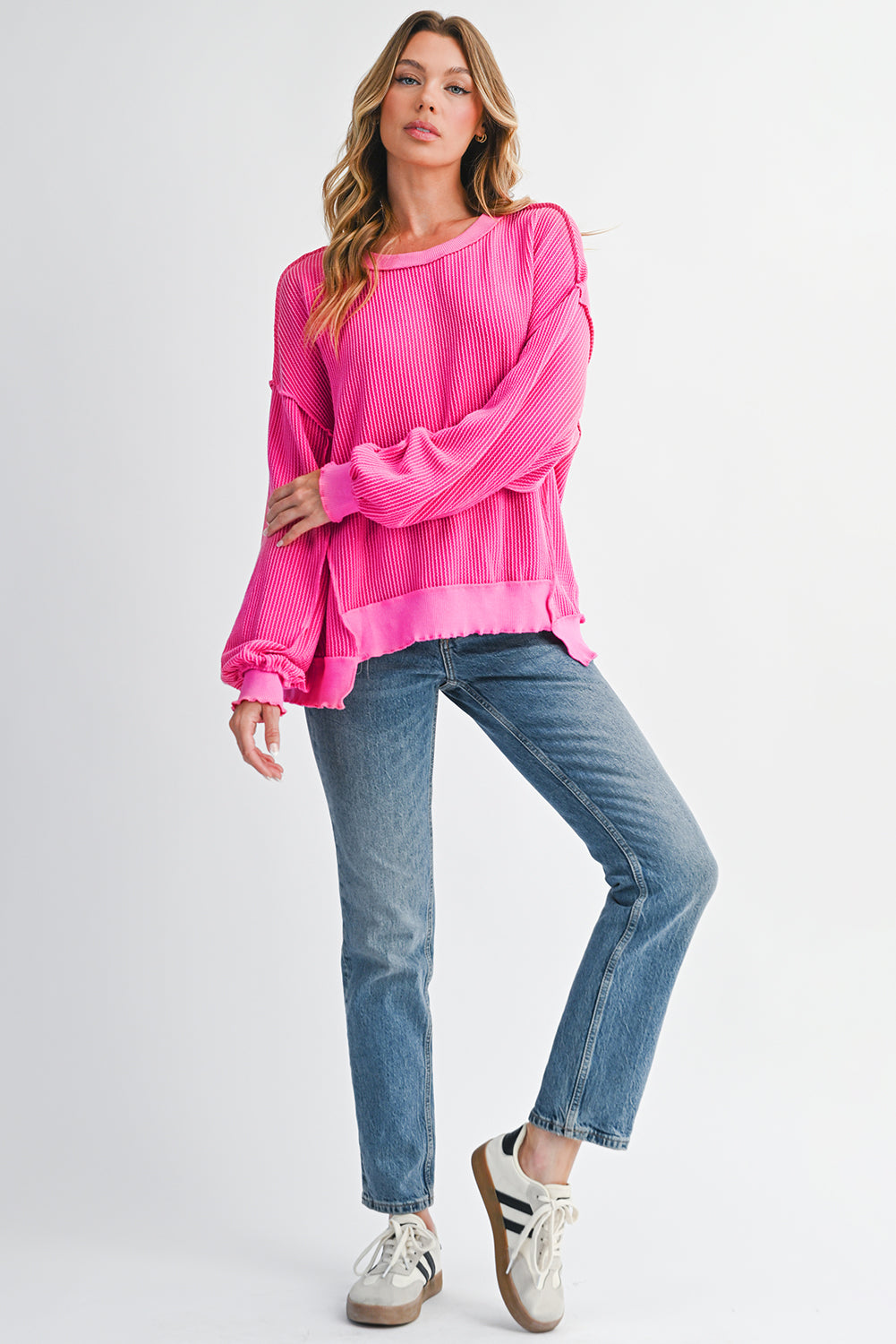 Twisted Ribbed Long Sleeve Top
