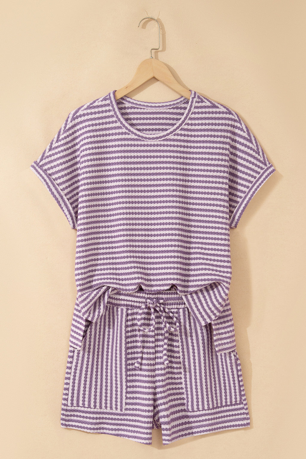 “Seeing Stripes” Textured Knit Short Set