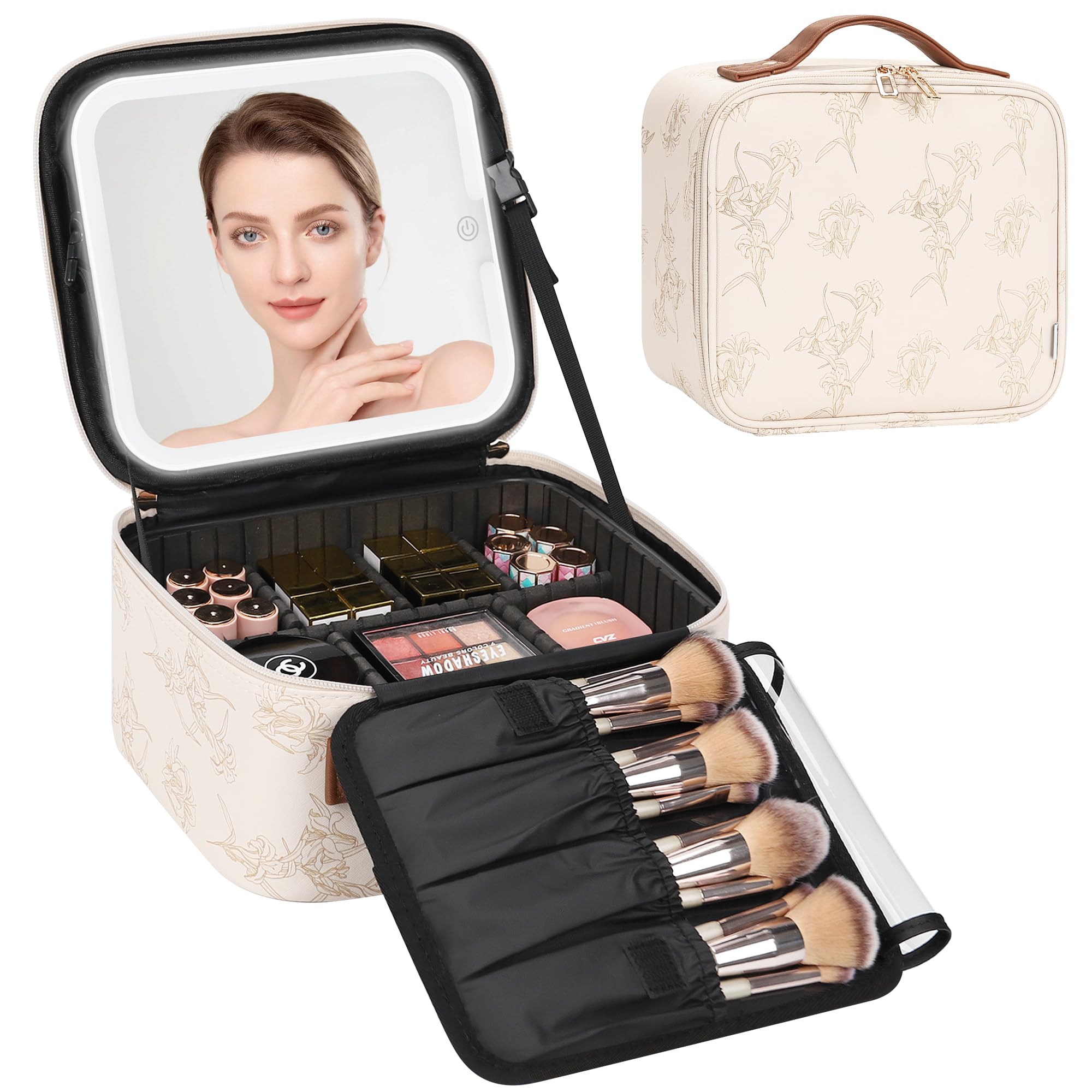 Travel Makeup Bag With LED Mirror