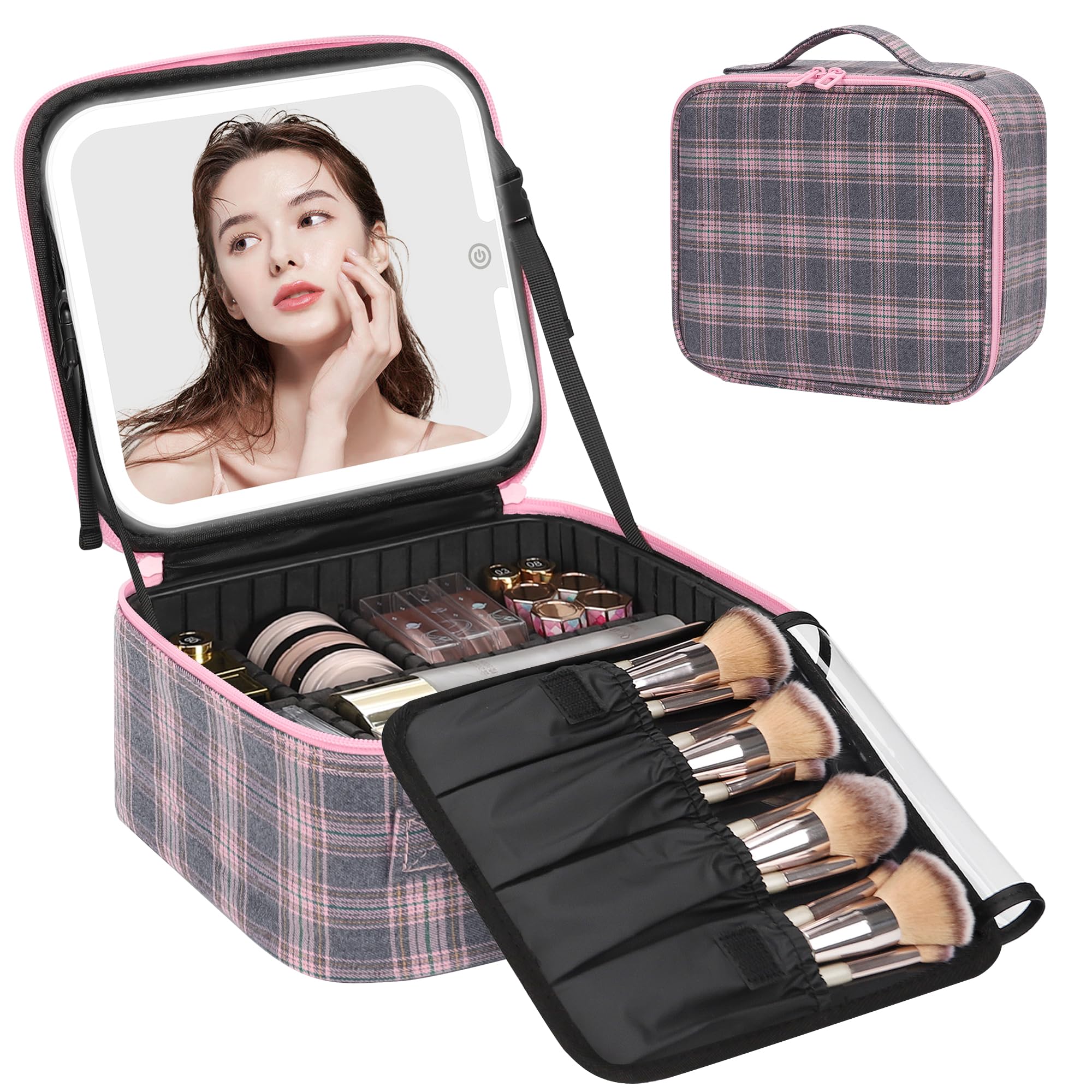 Travel Makeup Bag With LED Mirror
