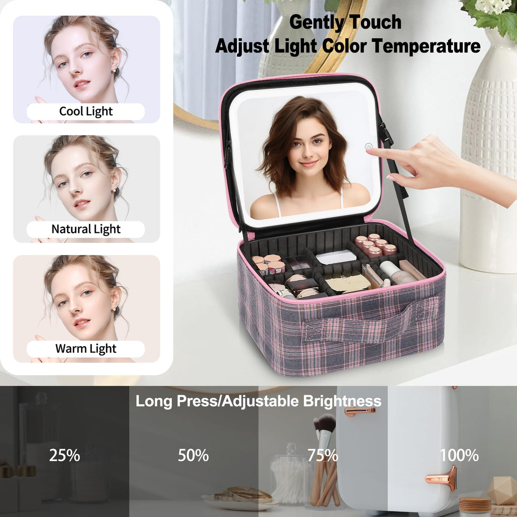 Travel Makeup Bag With LED Mirror