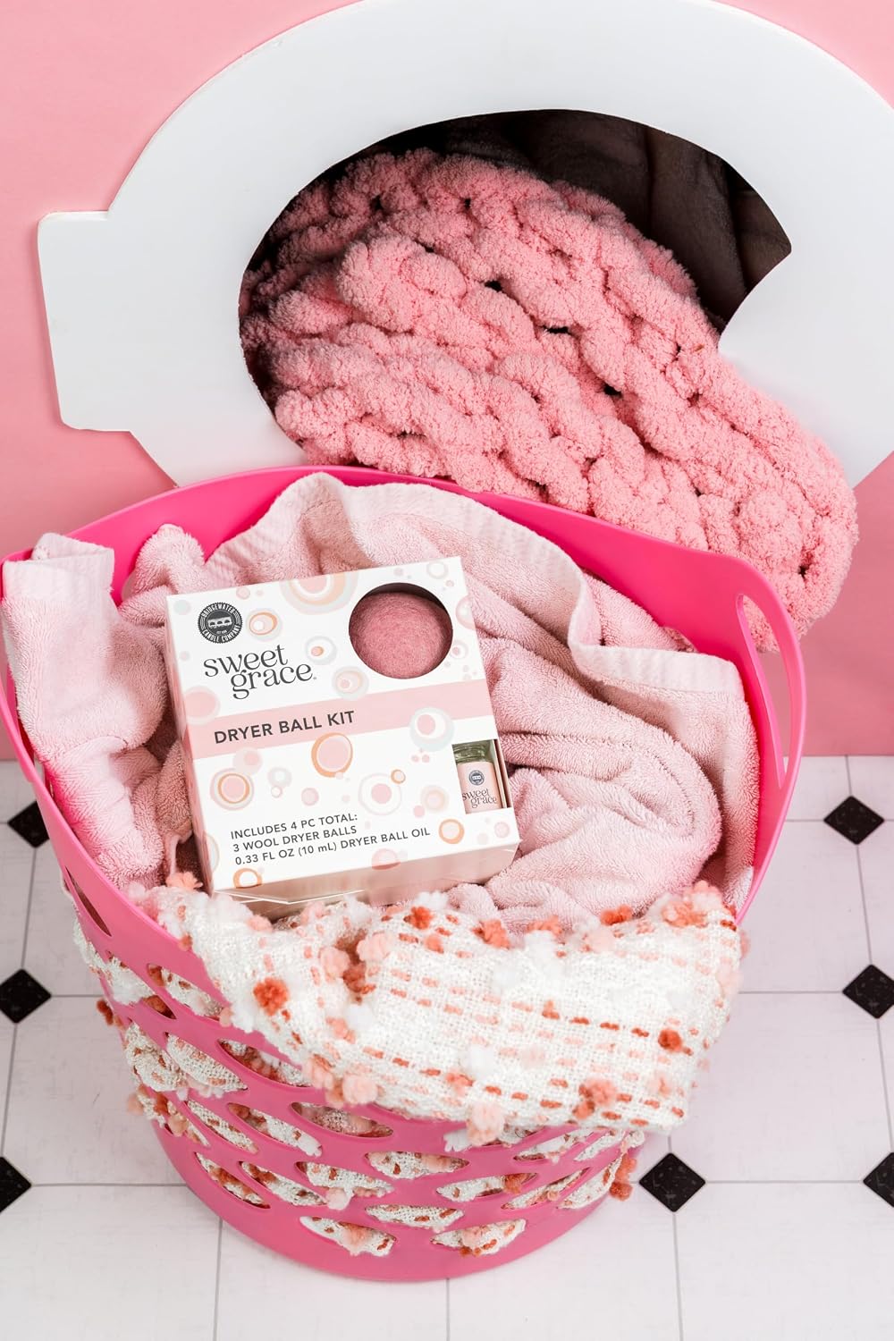 Bridgewater Candle Company Sweet Grace Dryer Ball Kit | 3 Reusable Wool Dryer Balls + Sweet Grace Fragrance Oil | Softens Fabrics Naturally | Eco-Friendly Alternative to Dryer Sheets