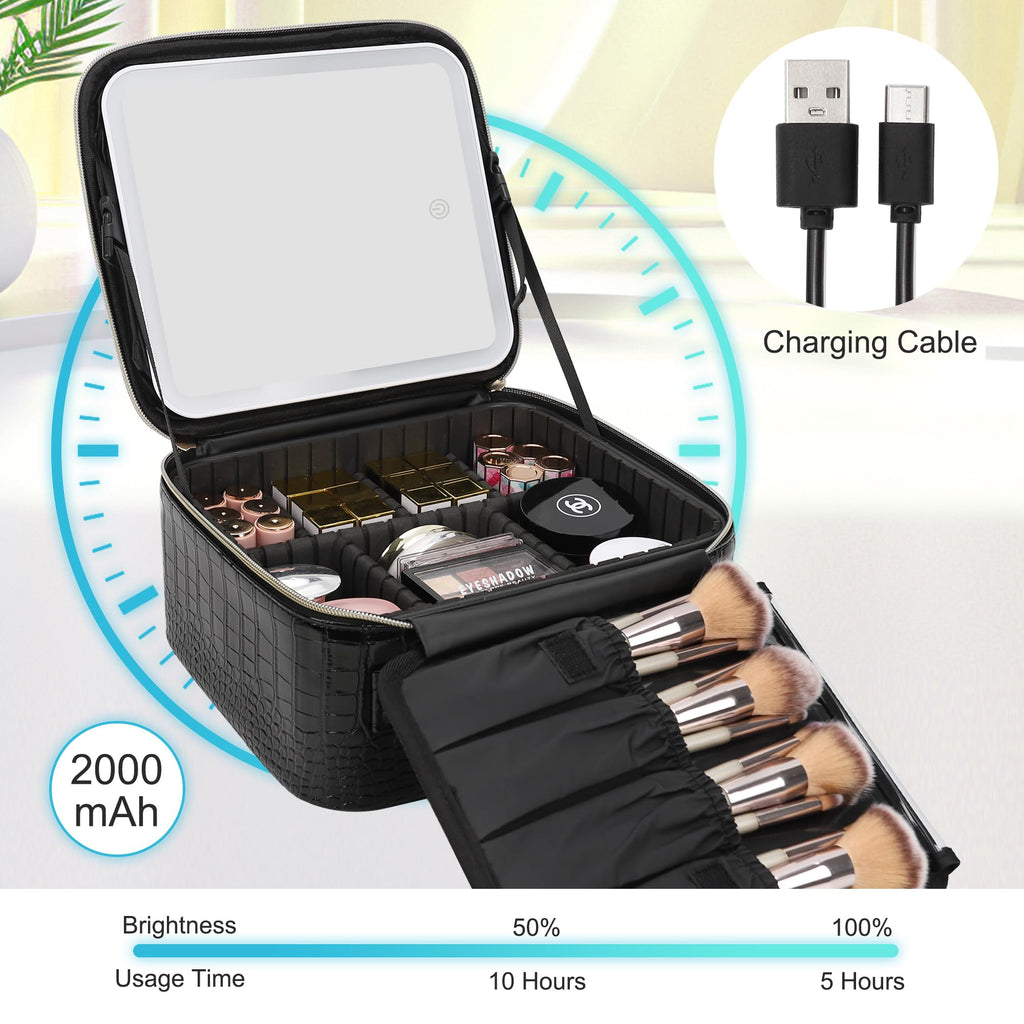 Travel Makeup Bag With LED Mirror