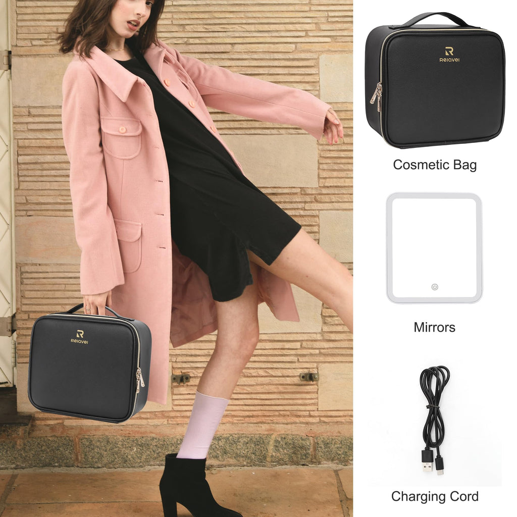 Travel Makeup Bag With LED Mirror