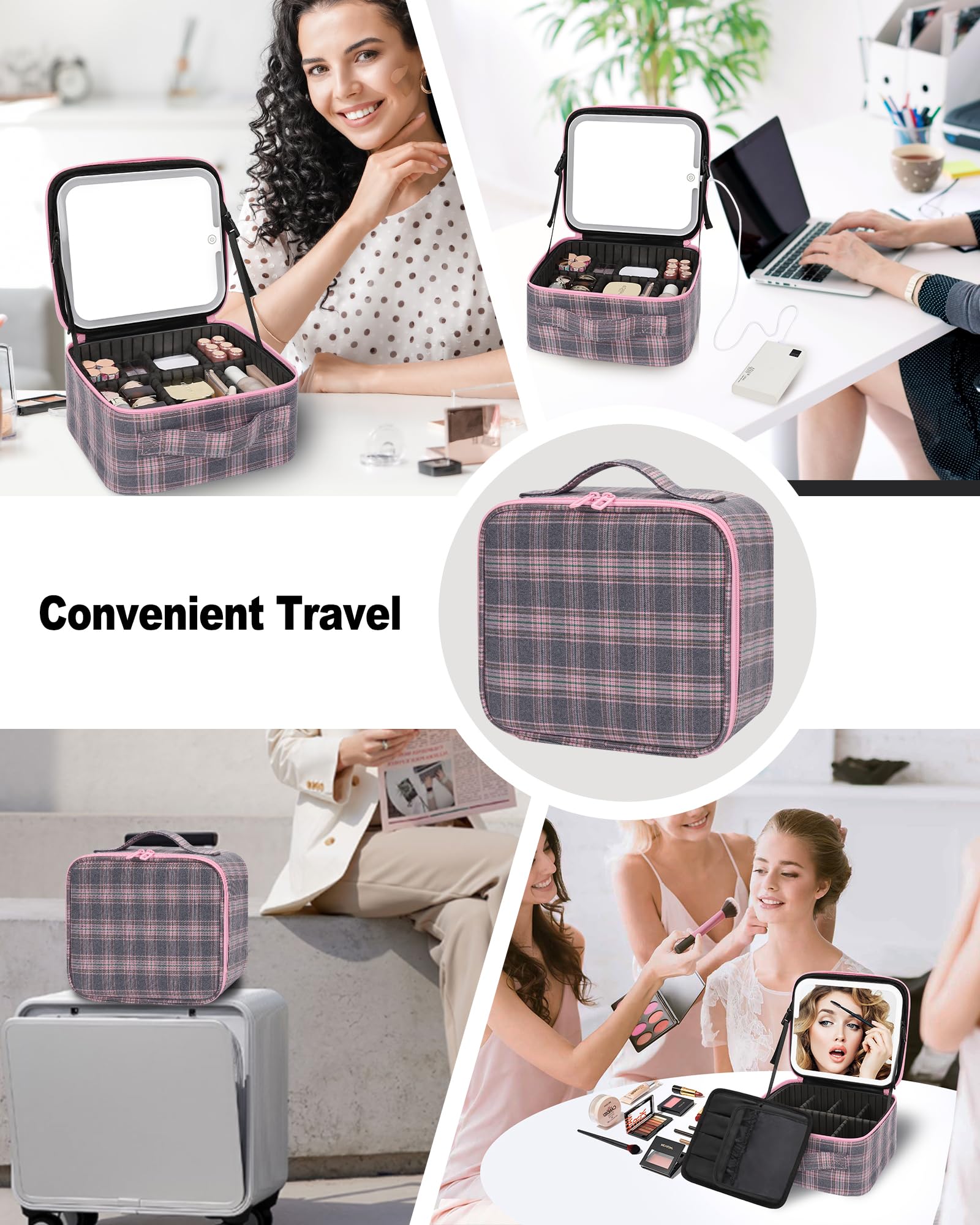 Travel Makeup Bag With LED Mirror