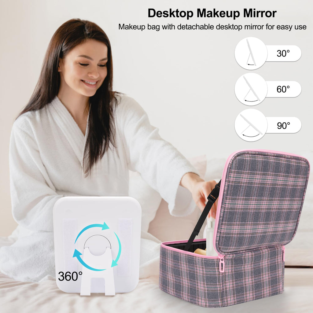 Travel Makeup Bag With LED Mirror