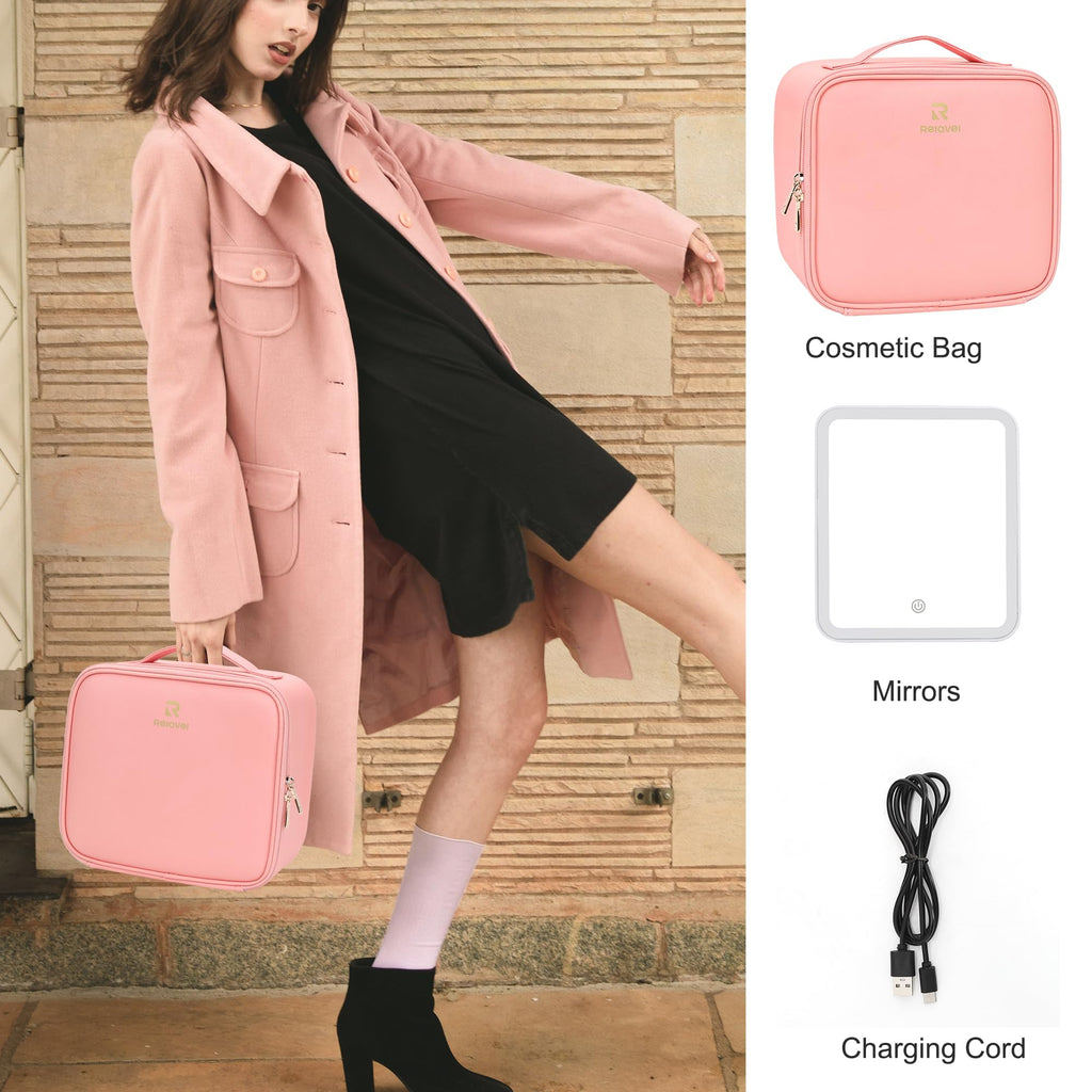 Travel Makeup Bag With LED Mirror