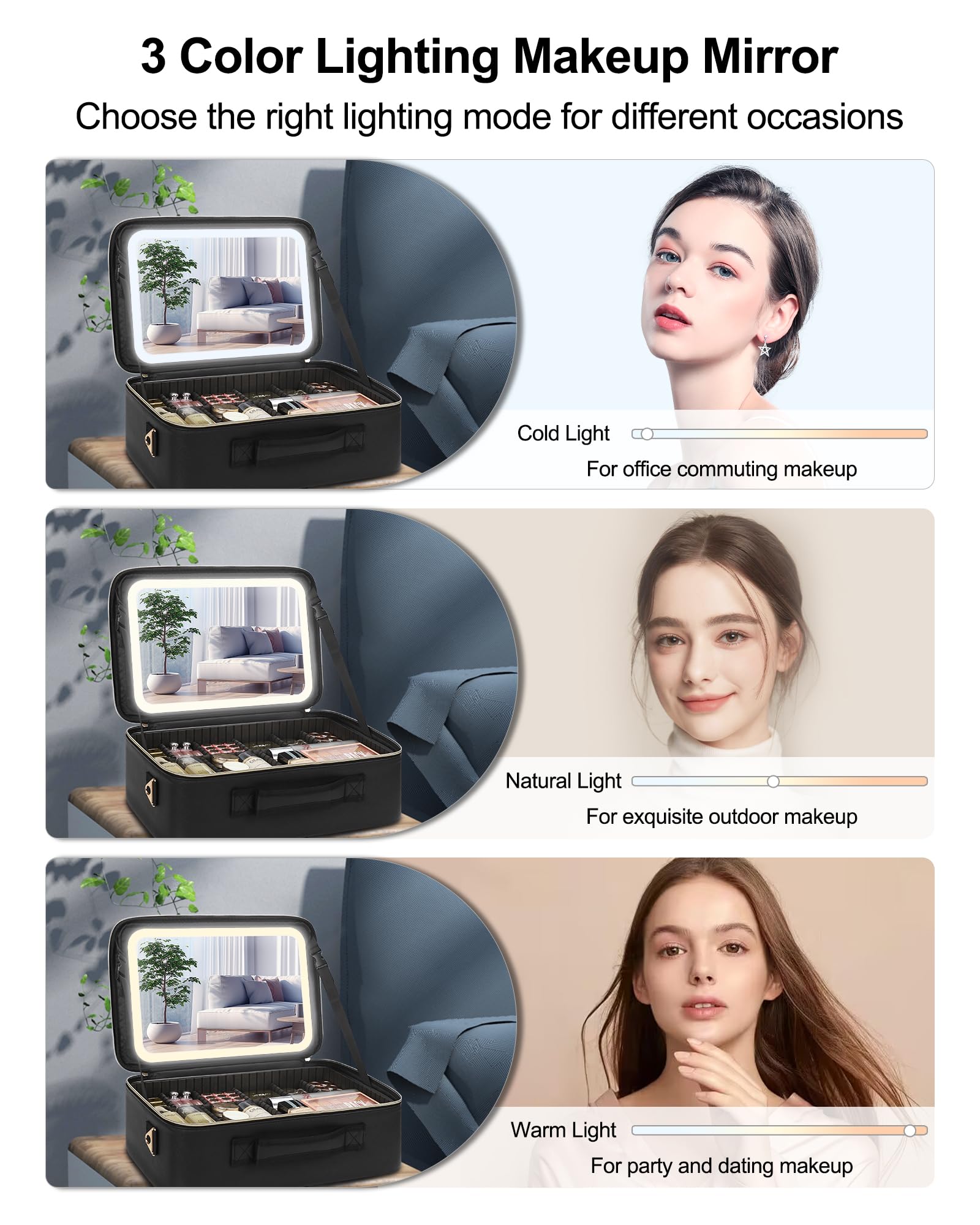 Travel Makeup Bag With LED Mirror