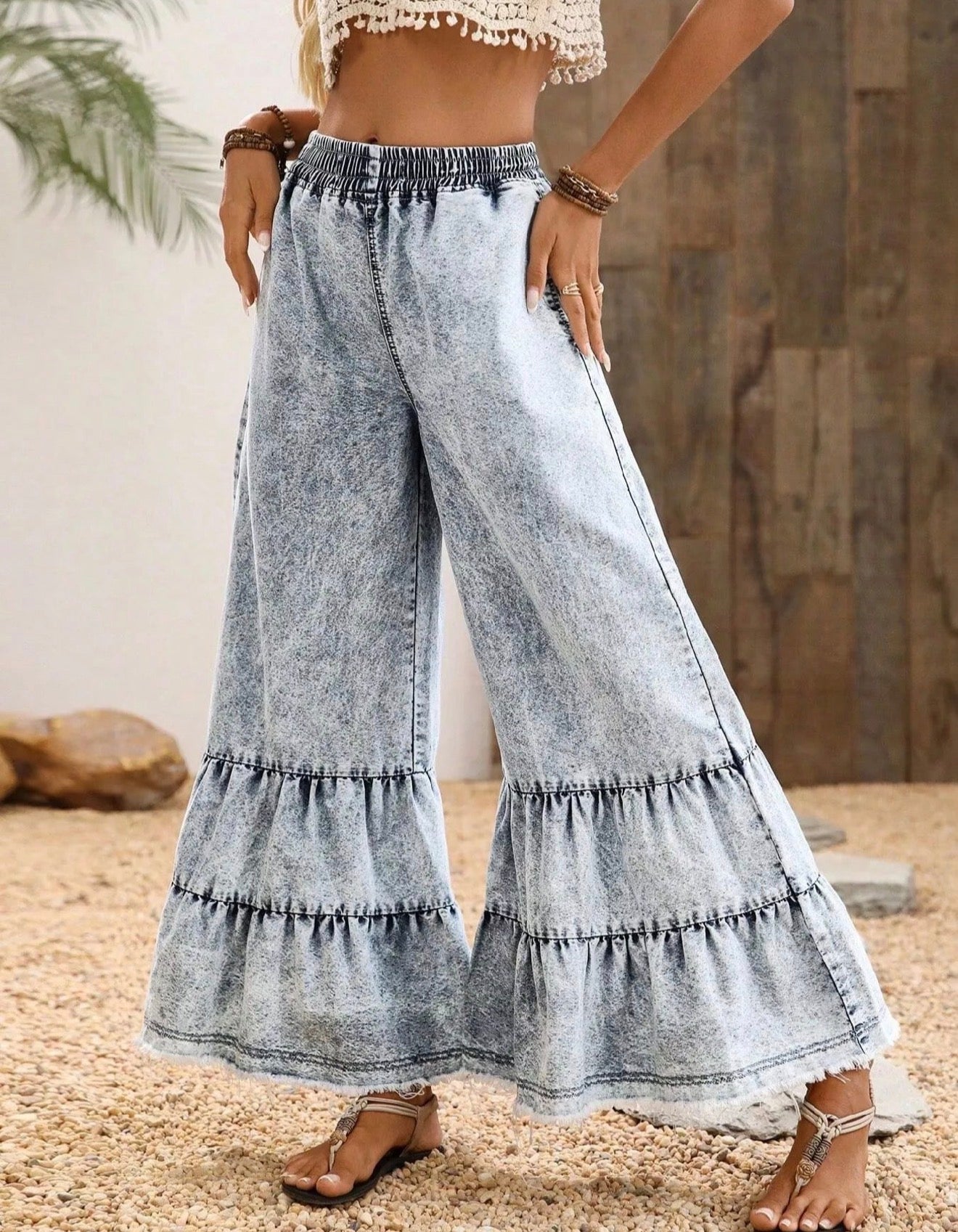 "Boho Bombshell" Raw Hem Flare Jeans
