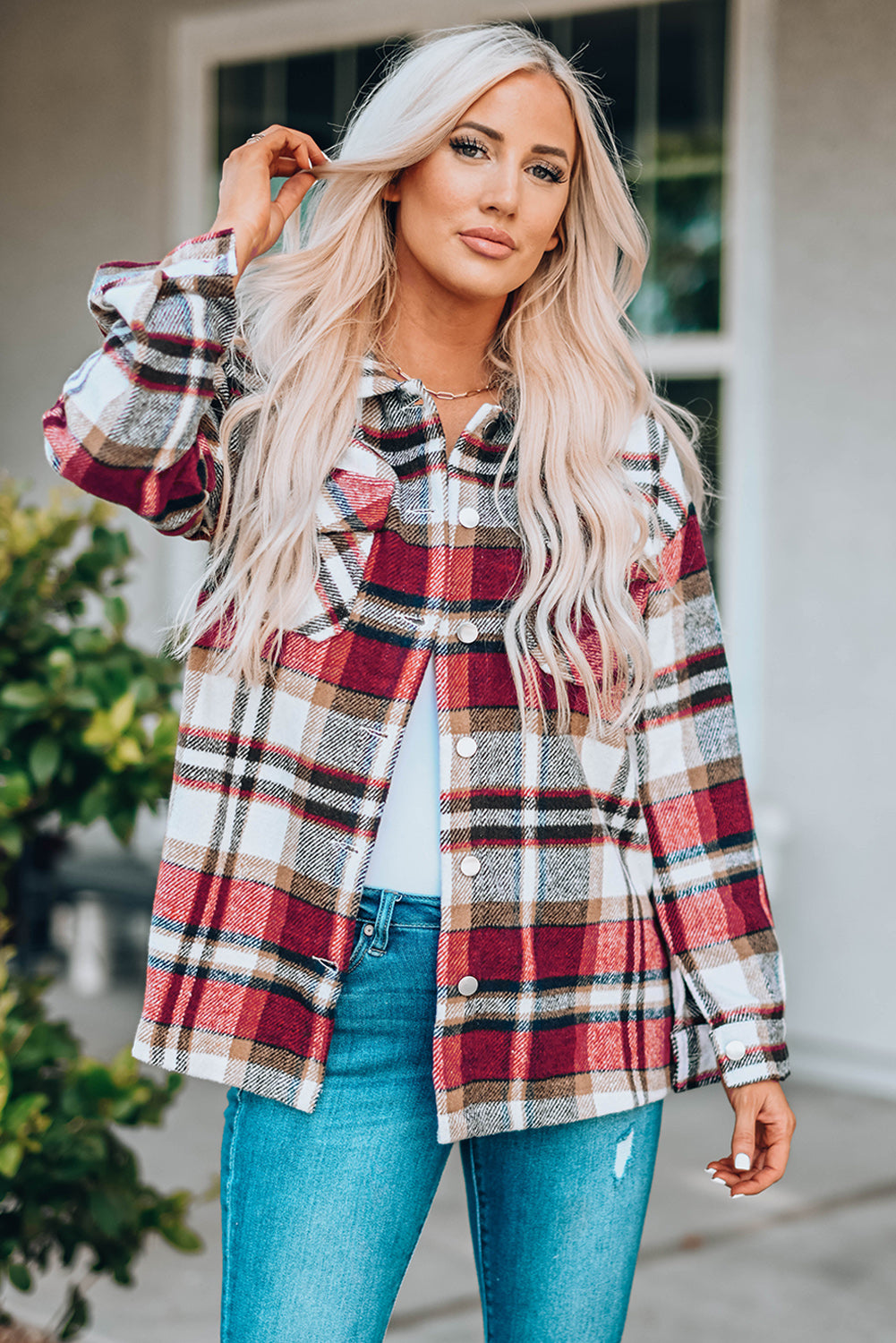 "Go for Geometric" Plaid Shacket