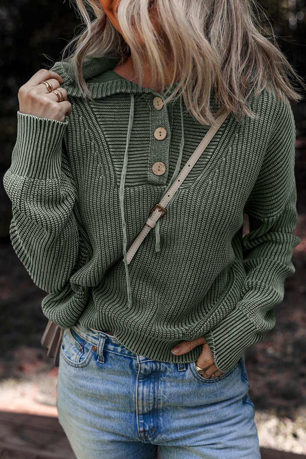 “Misty Green” Mineral Wash Hooded Sweater