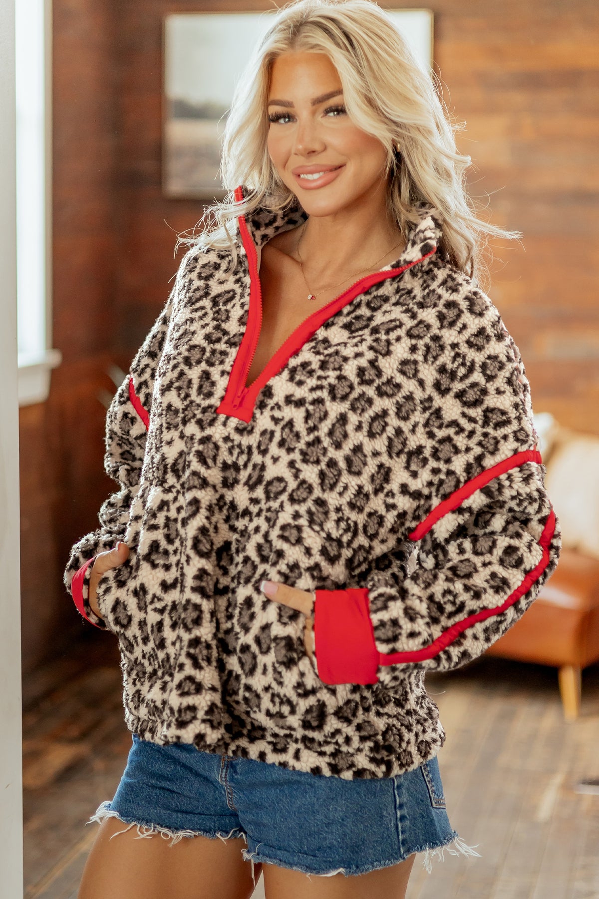 "Red Meets Leopard" Sweatshirt