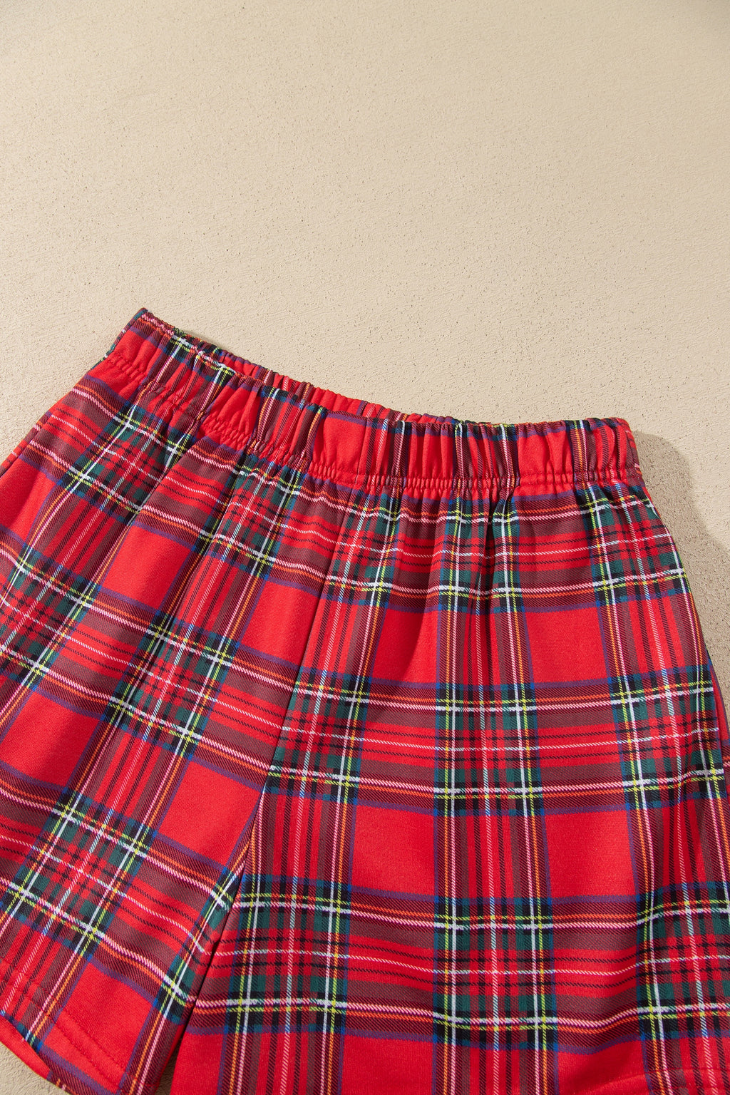 Plaid MERRY Long Sleeve Top and Shorts Set