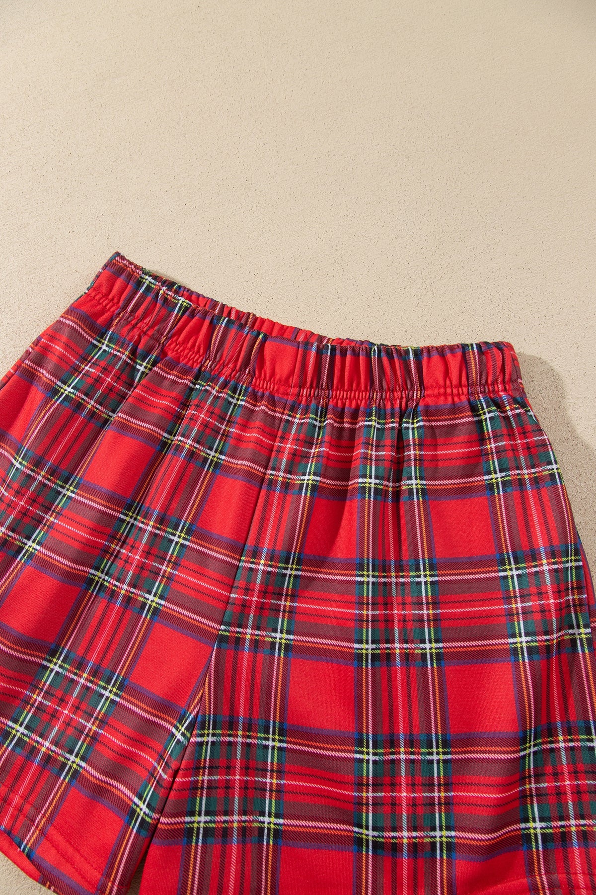 Plaid MERRY Long Sleeve Top and Shorts Set