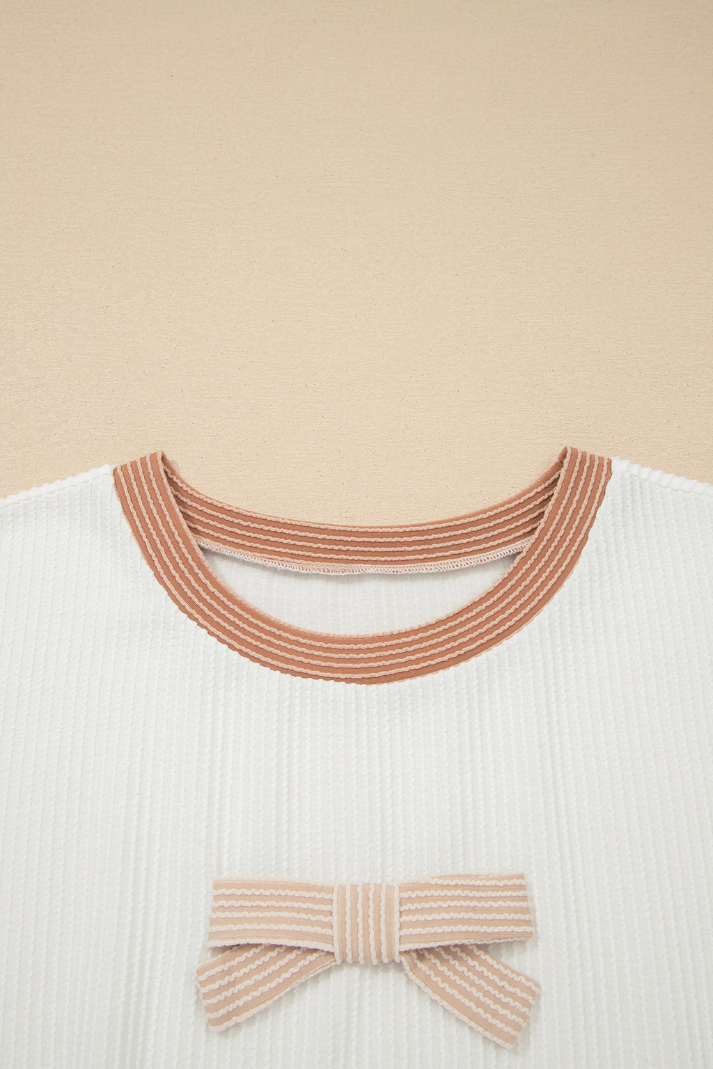 "Alluring In Apricot" Bowknot Applique Plus Size Top