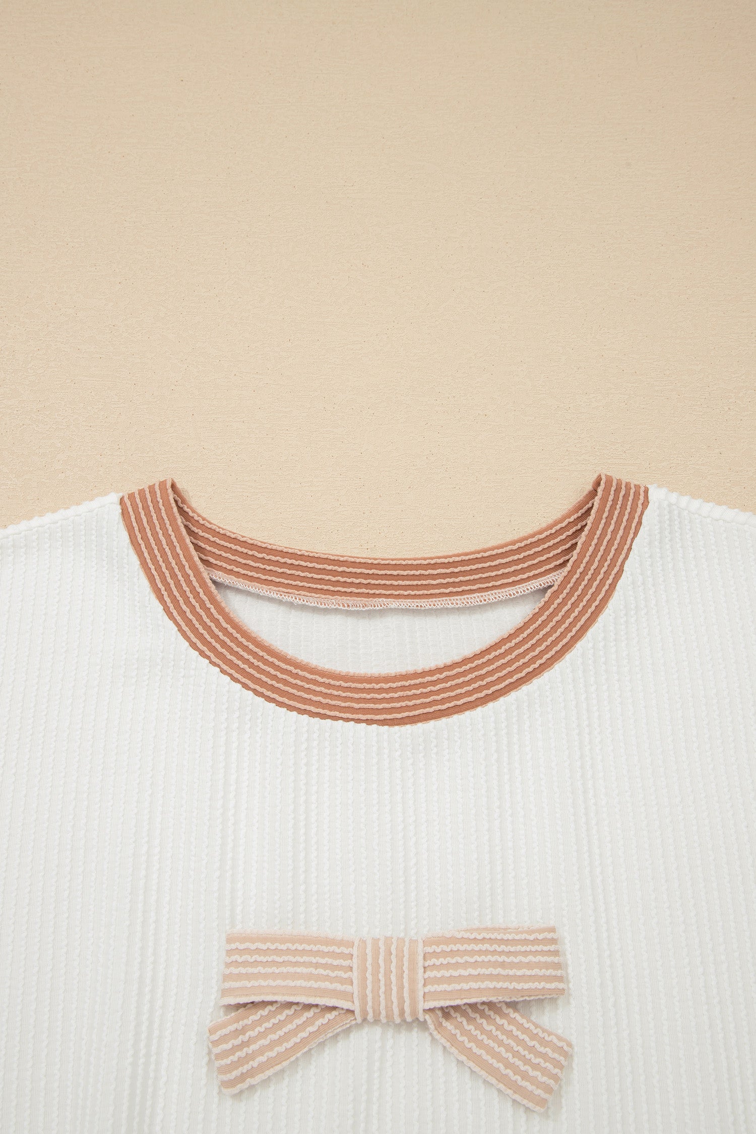 "Alluring In Apricot" Bowknot Applique Plus Size Top