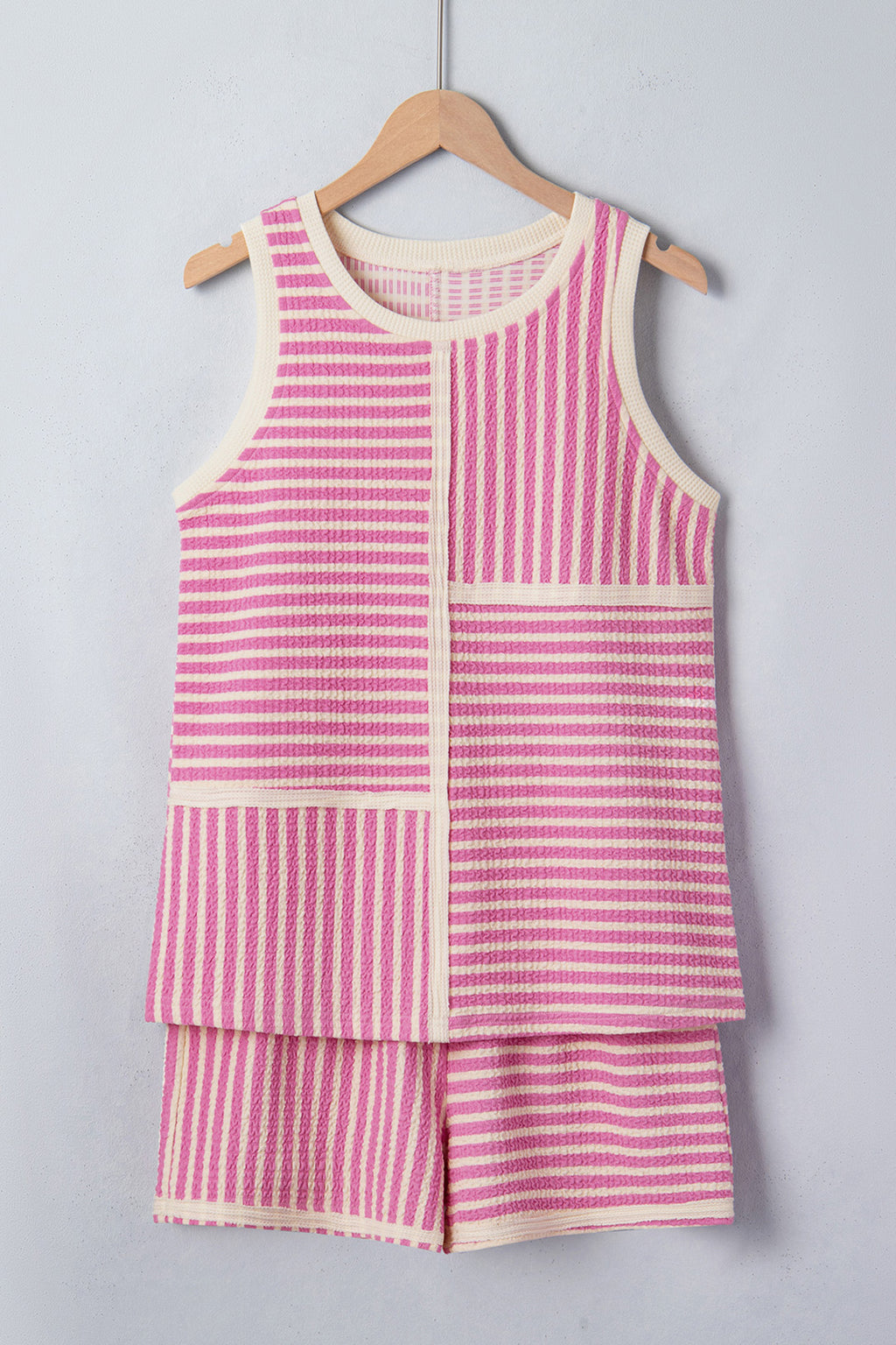 "Boxed In" Pink Stripe Tank and Shorts Set