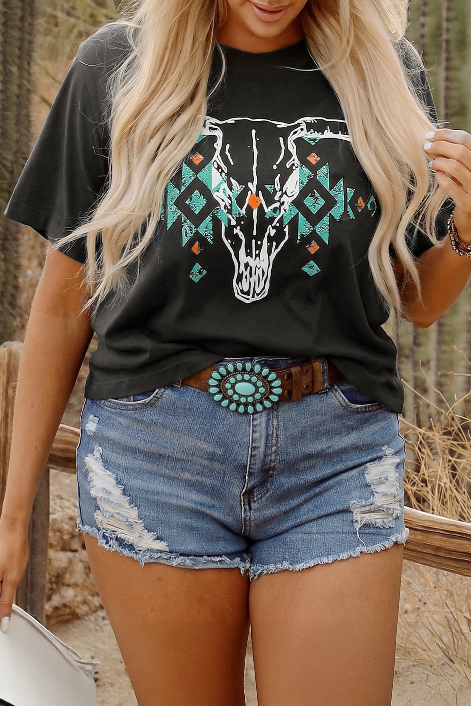 "Western Skull" Plus Size T Shirt
