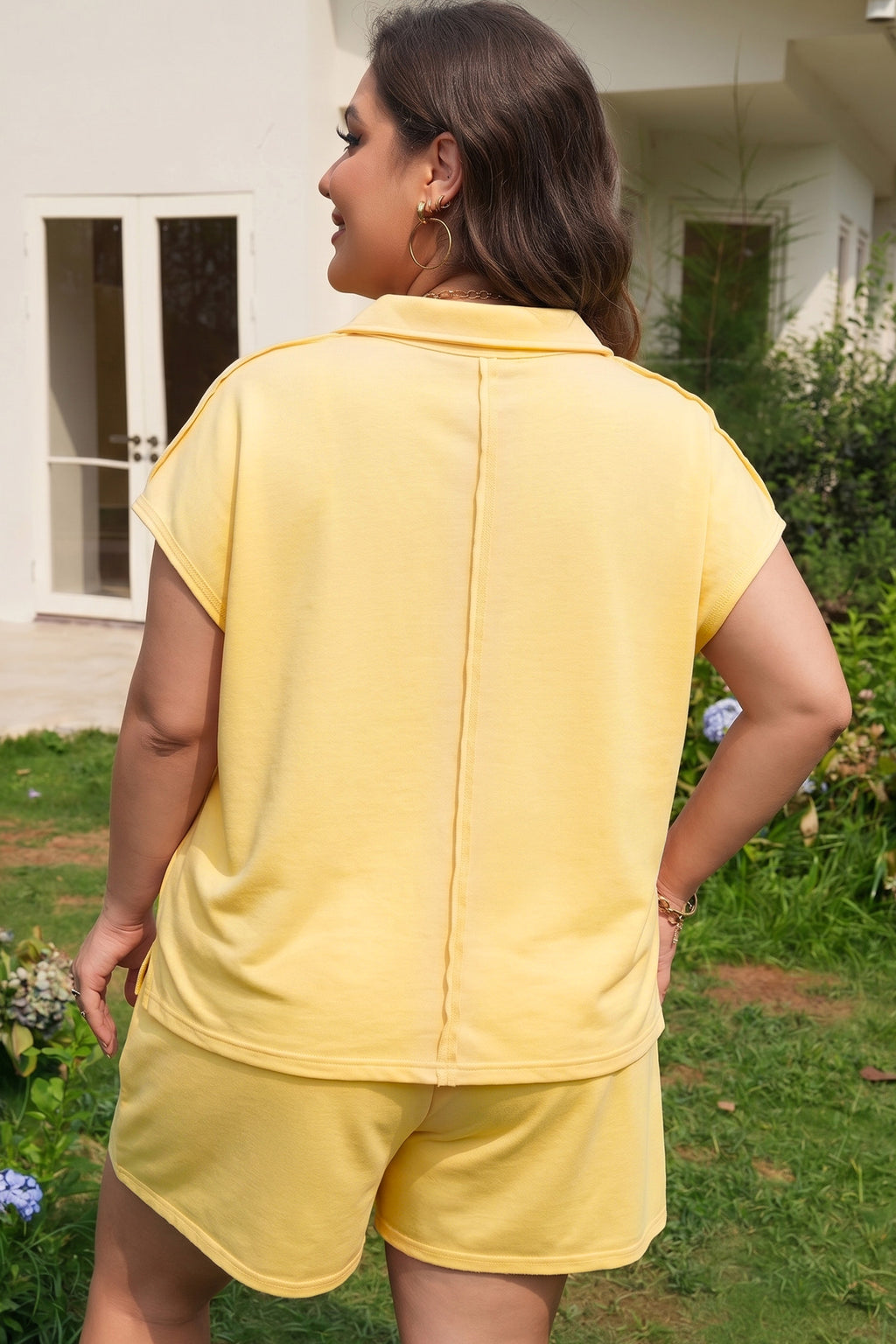 "Pretty In A Polo" Plus Size Shorts Set