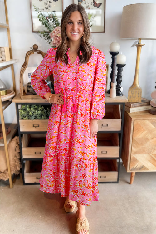"Fall for Floral" Long Sleeve Maxi Dress