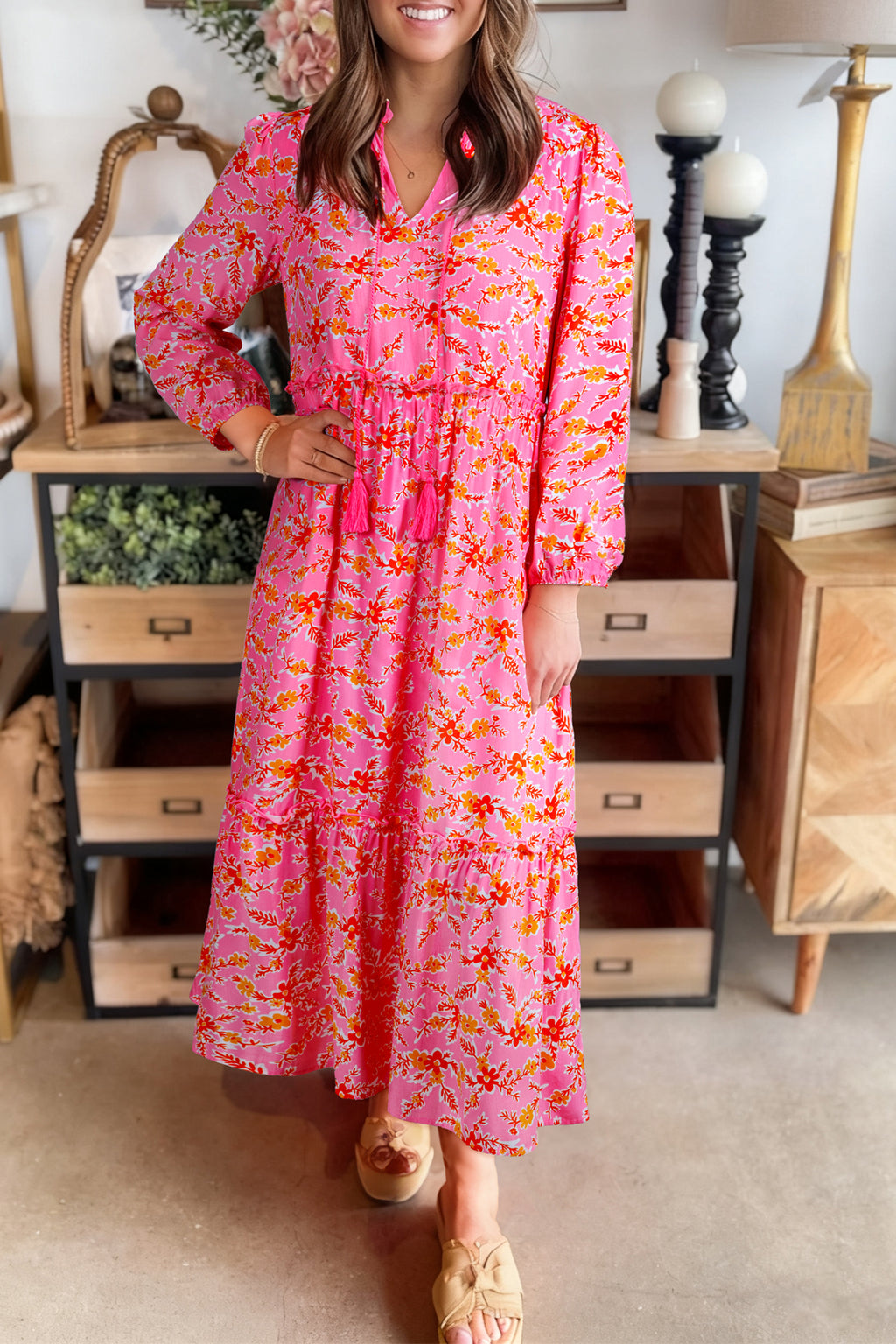 "Fall for Floral" Long Sleeve Maxi Dress