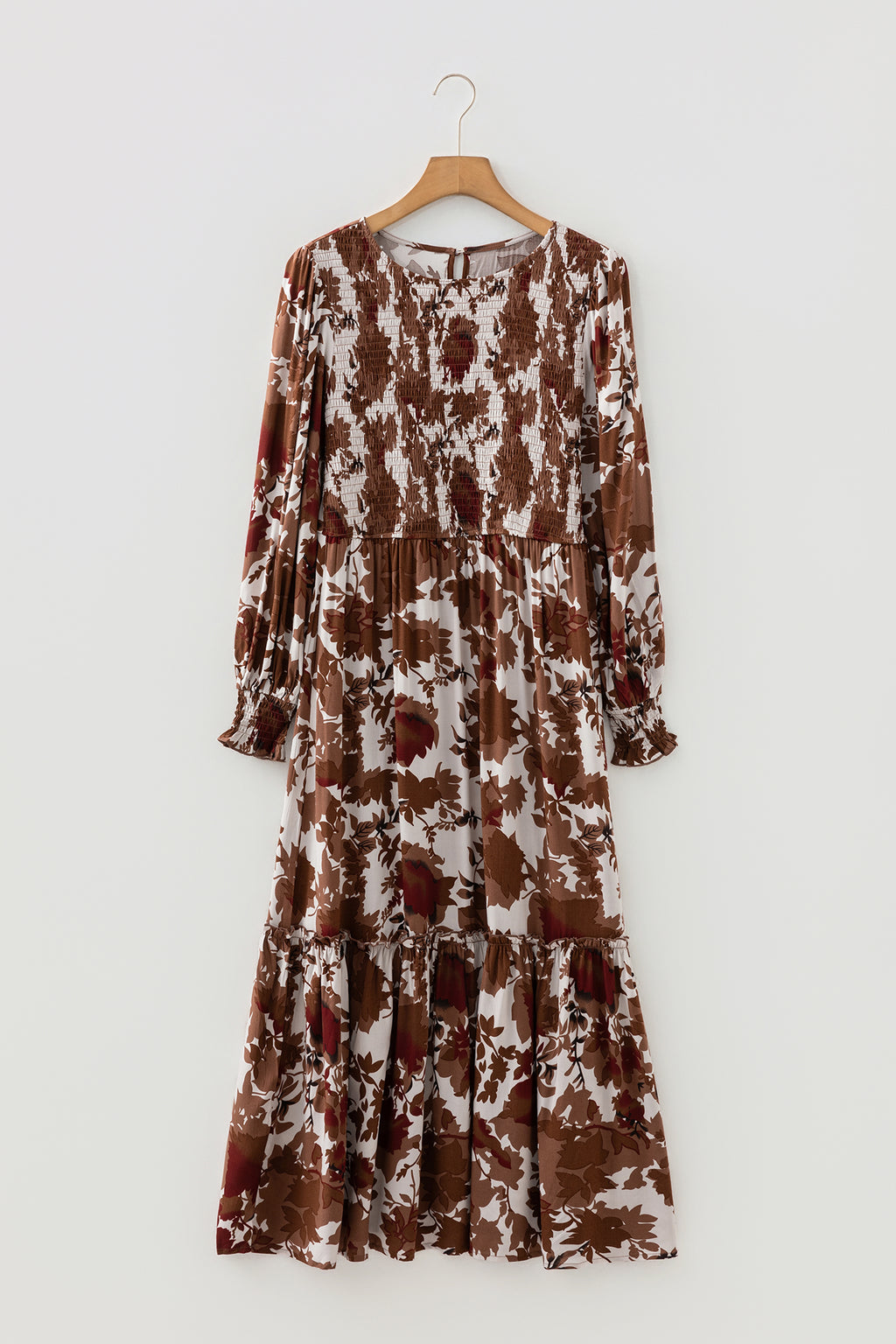 "Orange Blossom" Floral Ruffled Long Dress