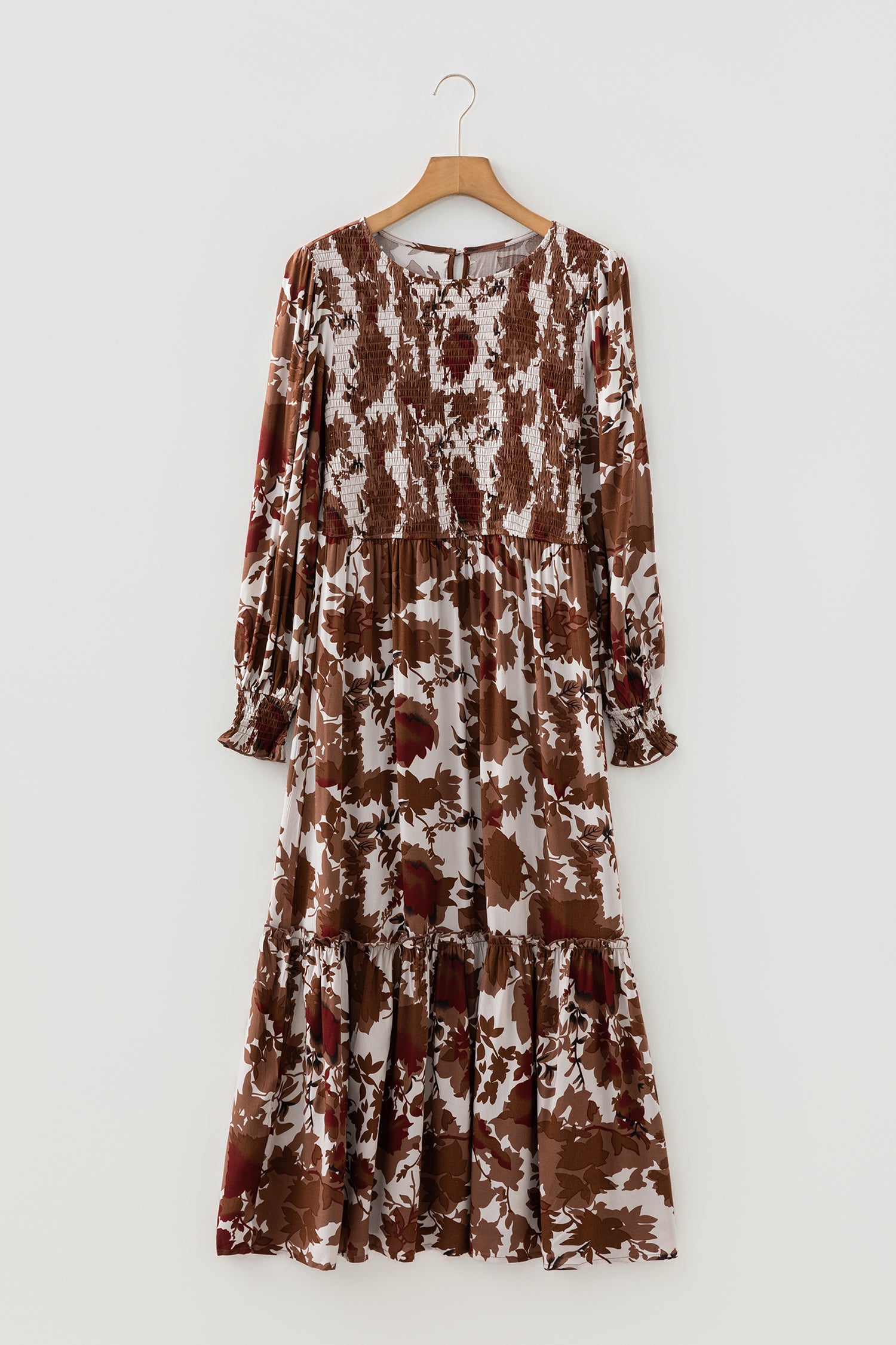 "Orange Blossom" Floral Ruffled Long Dress