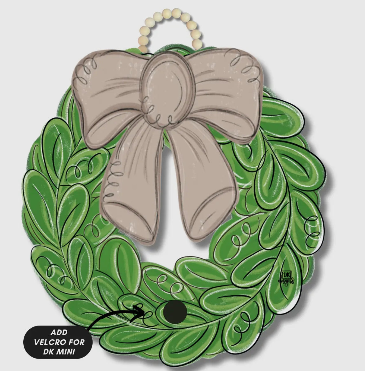 Mocha Bow Wreath Door Hanger (with Velcro For A Mini)