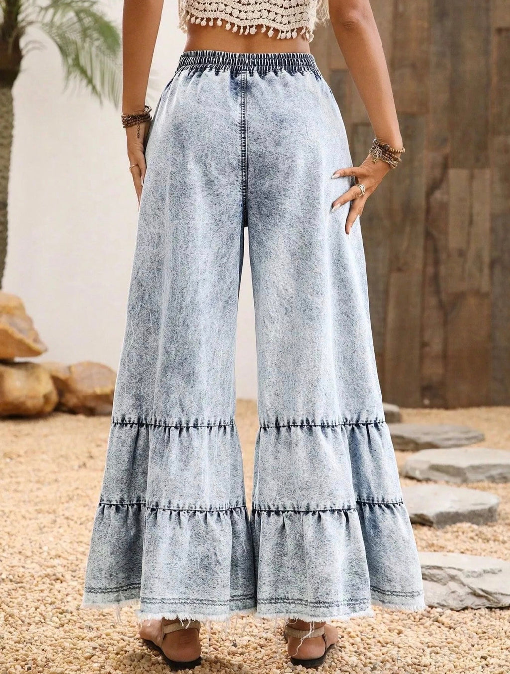 "Boho Bombshell" Raw Hem Flare Jeans